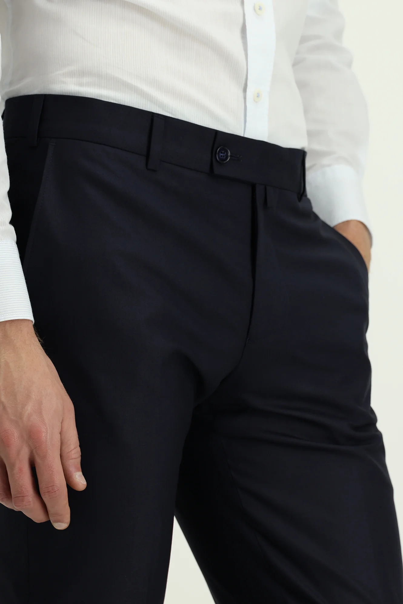 Koyu Lacivert 7 Drop Slim Fit Dar Kesim Klasik Kumaş Pantolon - Image 5