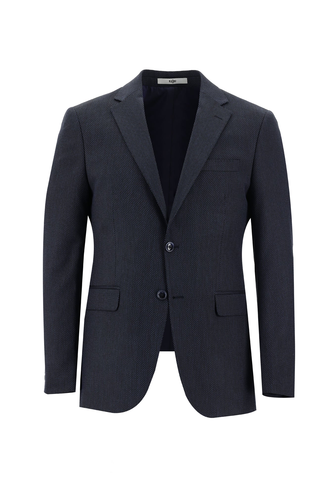 Koyu Lacivert 7 Drop Slim Fit Dar Kesim Kuşgözü Takım Elbise - Image 2
