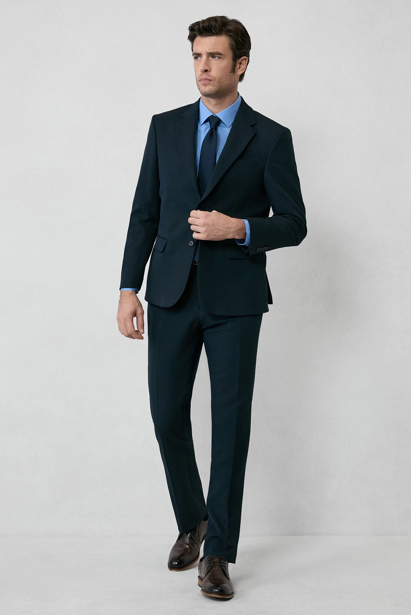 Koyu Lacivert 7 Drop Slim Fit Dar Kesim Mevsimlik Likralı Esnek Takım Elbise - Image 2