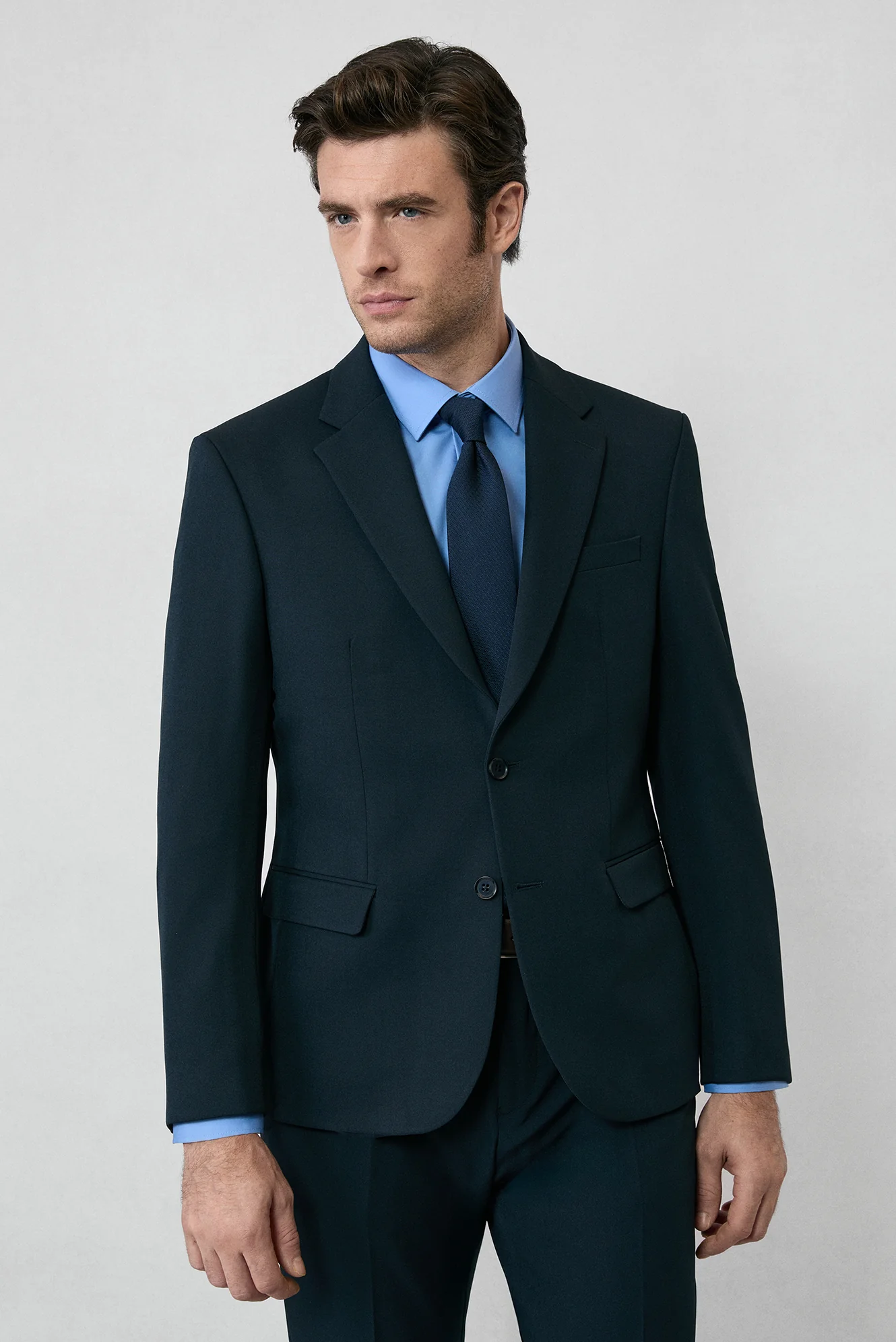 Koyu Lacivert 7 Drop Slim Fit Dar Kesim Mevsimlik Likralı Esnek Takım Elbise - Image 4