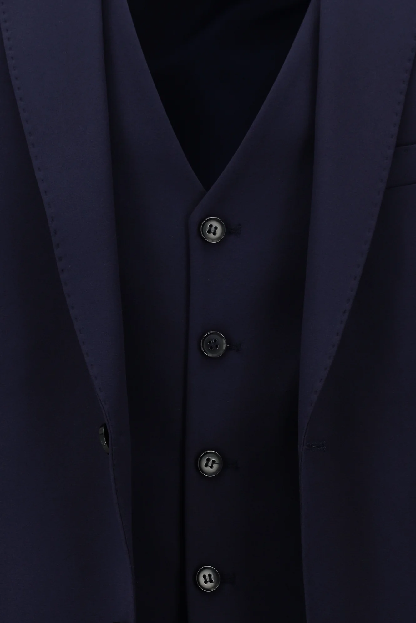 Koyu Lacivert 7 Drop Slim Fit Dar Kesim Yelekli Takım Elbise - Image 6