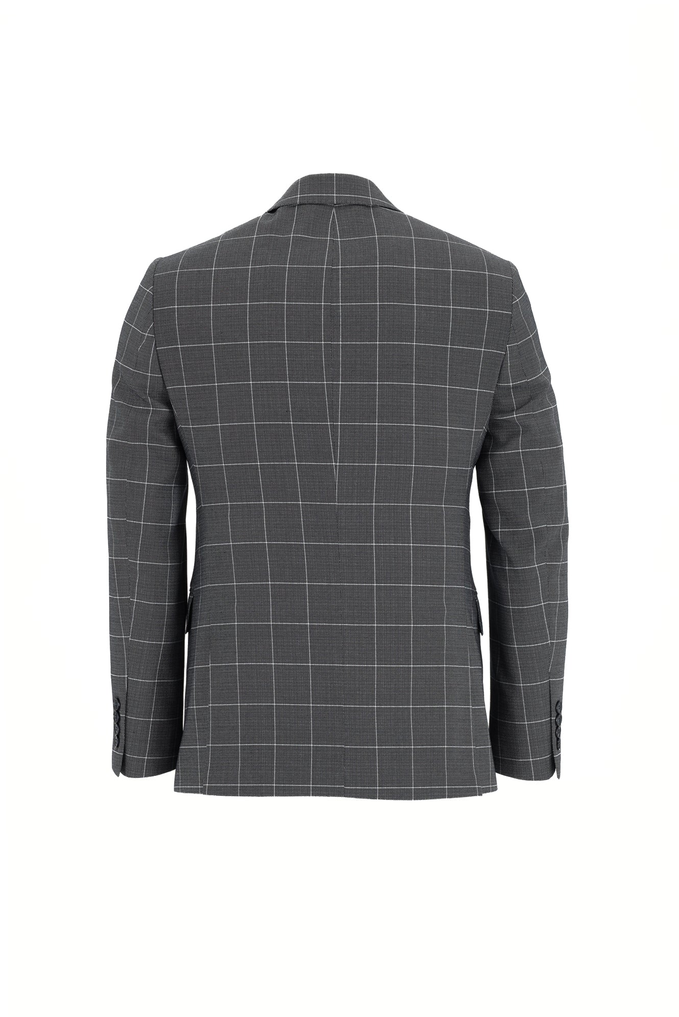 Koyu Lacivert 7 Drop Slim Fit Dar Kesim Kombinli Yelekli Kareli Takım Elbise - Image 3