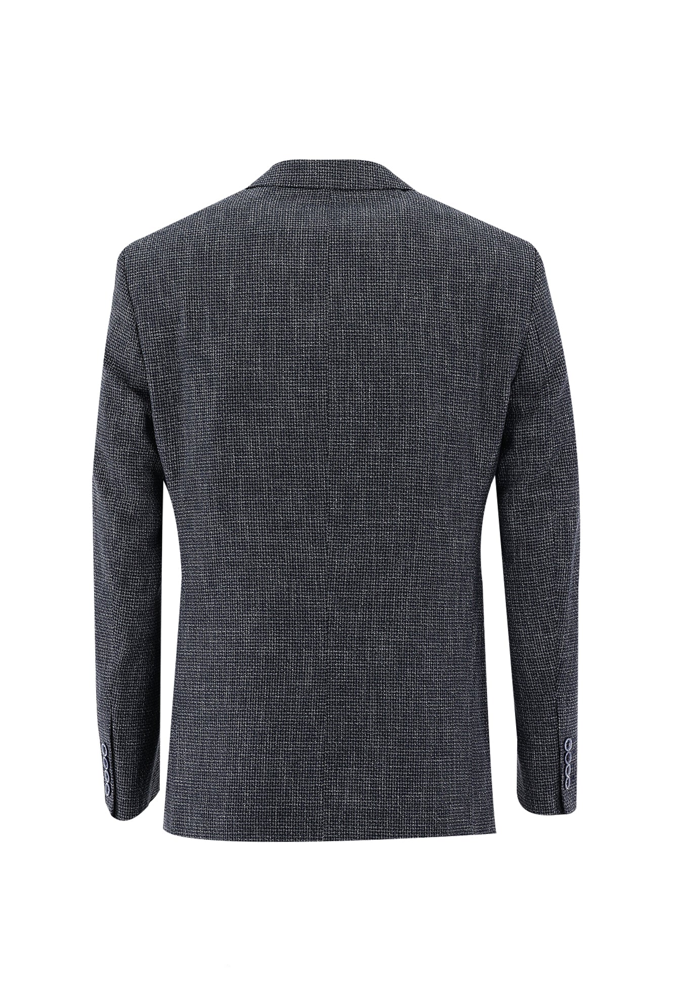 Koyu Lacivert 7 Drop Slim Fit Dar Kesim Kombinli Yelekli Keten Karışımlı Takım Elbise - Image 3