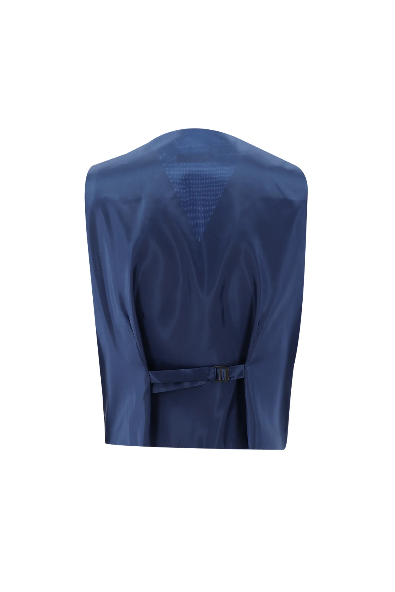 Koyu Lacivert 7 Drop Slim Fit Dar Kesim Kombinli Yelekli Keten Karışımlı Takım Elbise - Image 5