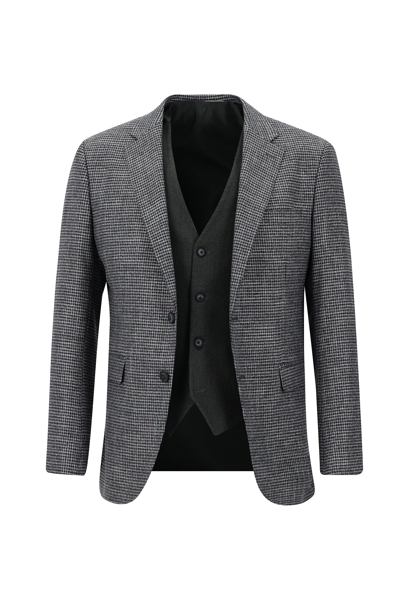 Koyu Lacivert 7 Drop Slim Fit Dar Kesim Kombinli Yelekli Takım Elbise - Image 2