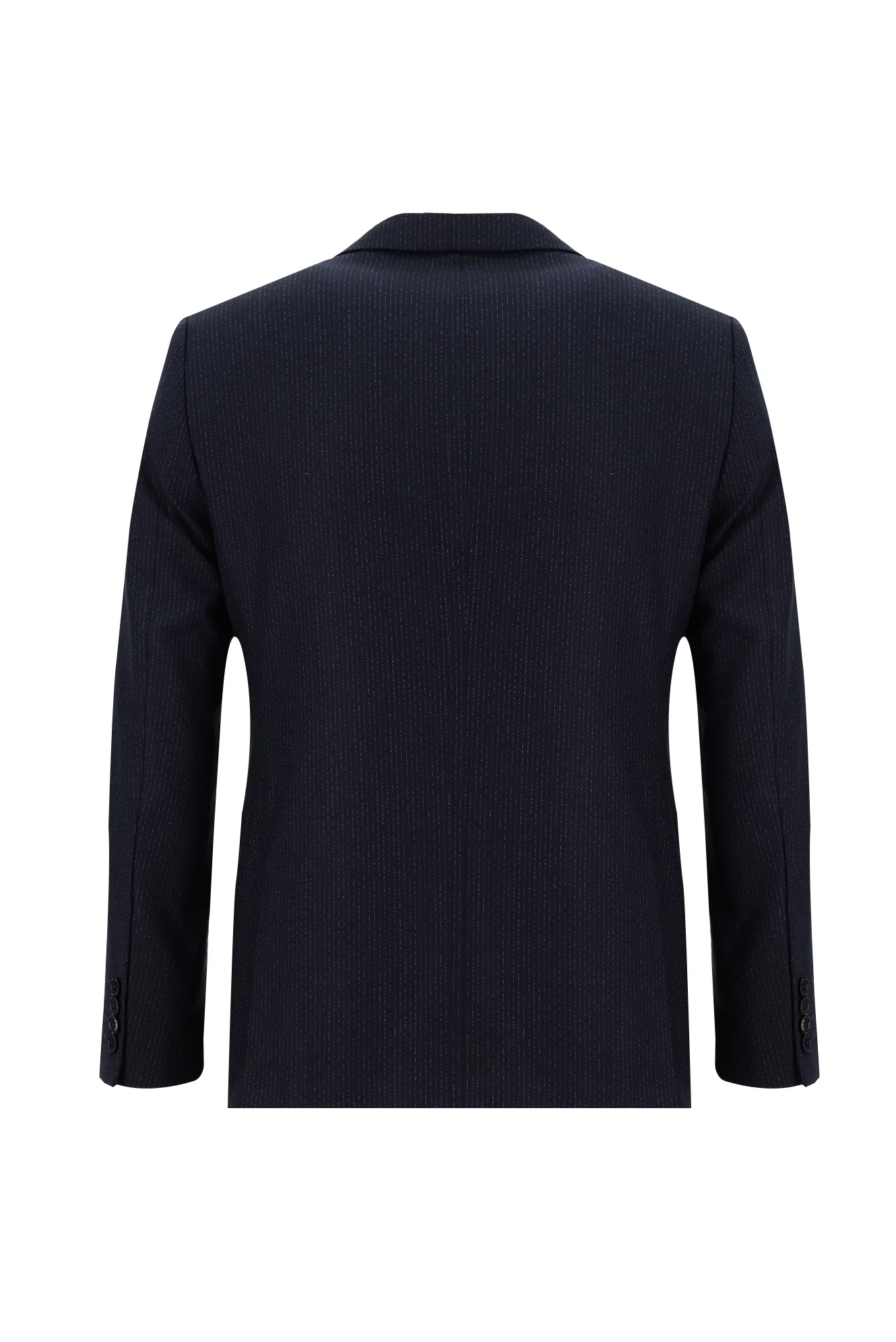 Koyu Lacivert 7 Drop Slim Fit Dar Kesim Kruvaze Beli Lastikli İpli Çizgili Takım Elbise - Image 3