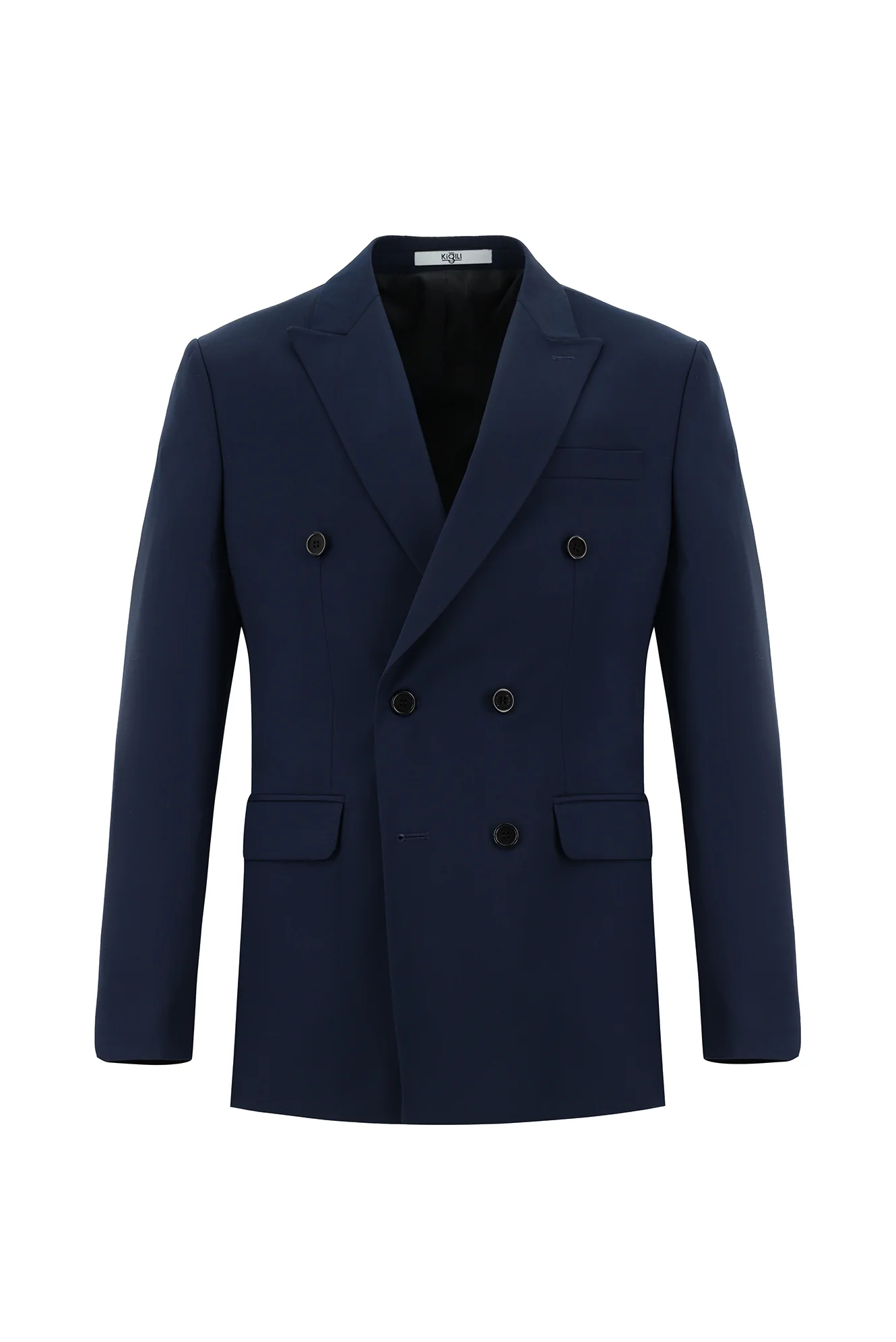 Koyu Lacivert 7 Drop Slim Fit Dar Kesim Kruvaze Takım Elbise - Image 2