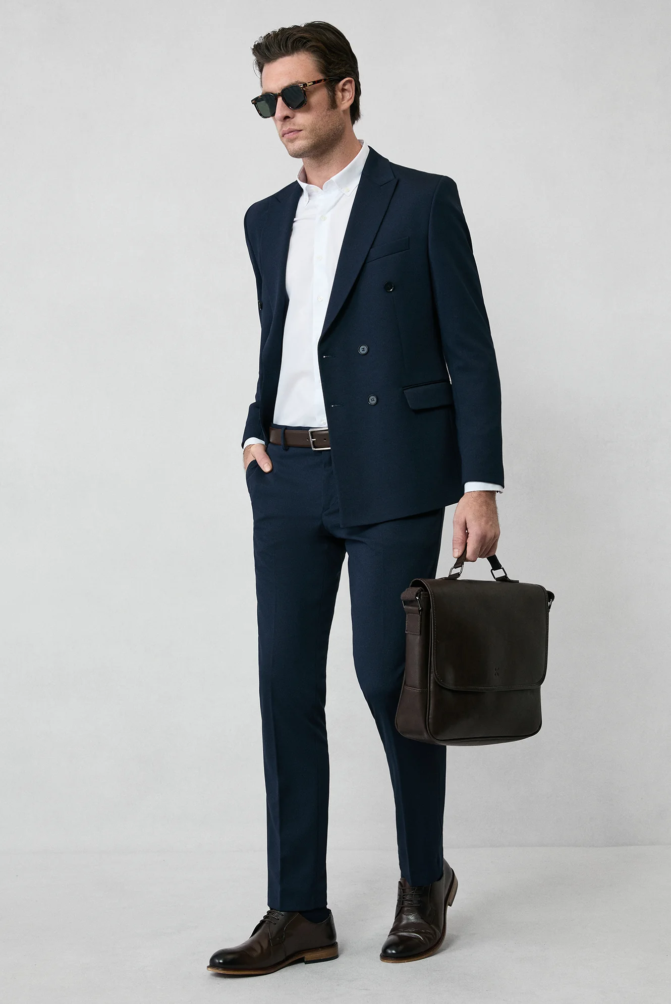 Koyu Lacivert 7 Drop Slim Fit Dar Kesim Mevsimlik Kruvaze Takım Elbise - Image 2