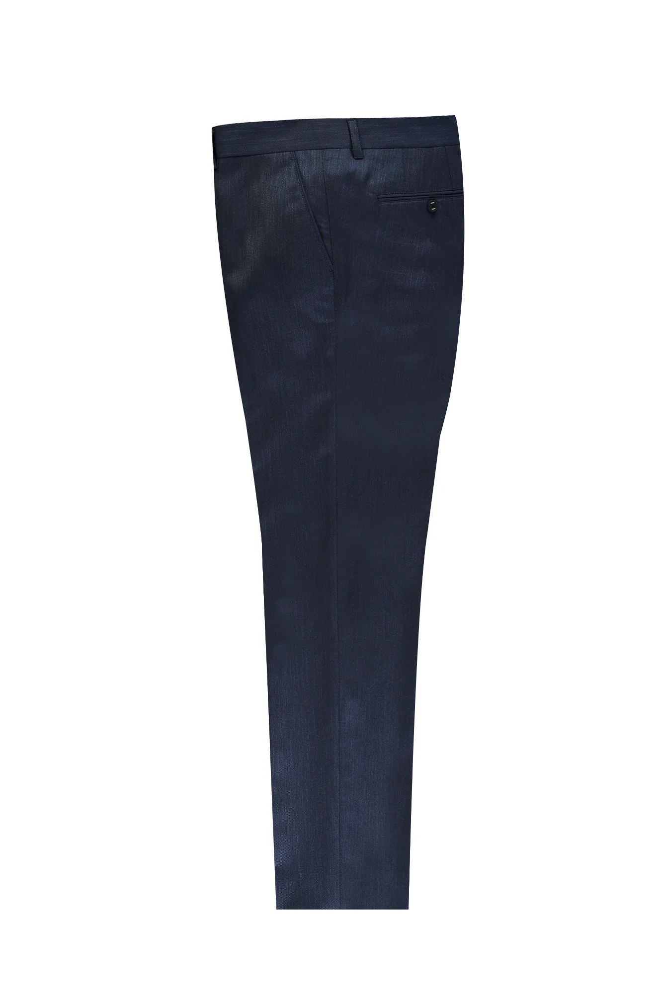 Koyu Lacivert 7 Drop Slim Fit Dar Kesim Kuşgözü Klasik Kumaş Pantolon