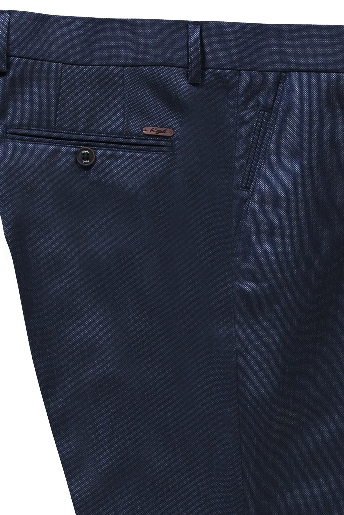 Koyu Lacivert 7 Drop Slim Fit Dar Kesim Kuşgözü Klasik Kumaş Pantolon - Image 2