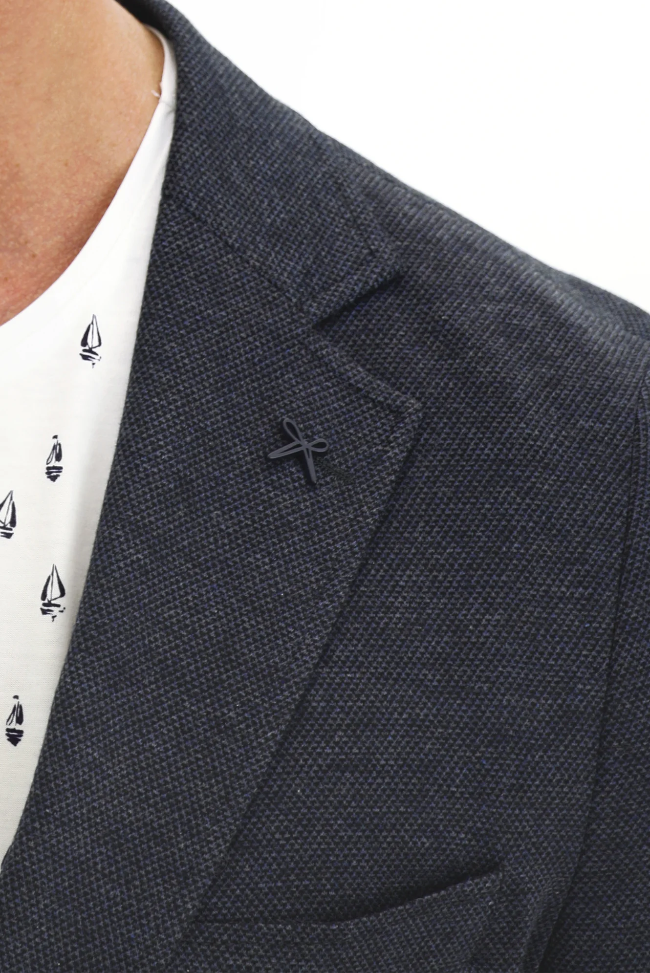 Koyu Lacivert 7 Drop Slim Fit Dar Kesim Kuşgözü Pamuk Ceket - Image 3