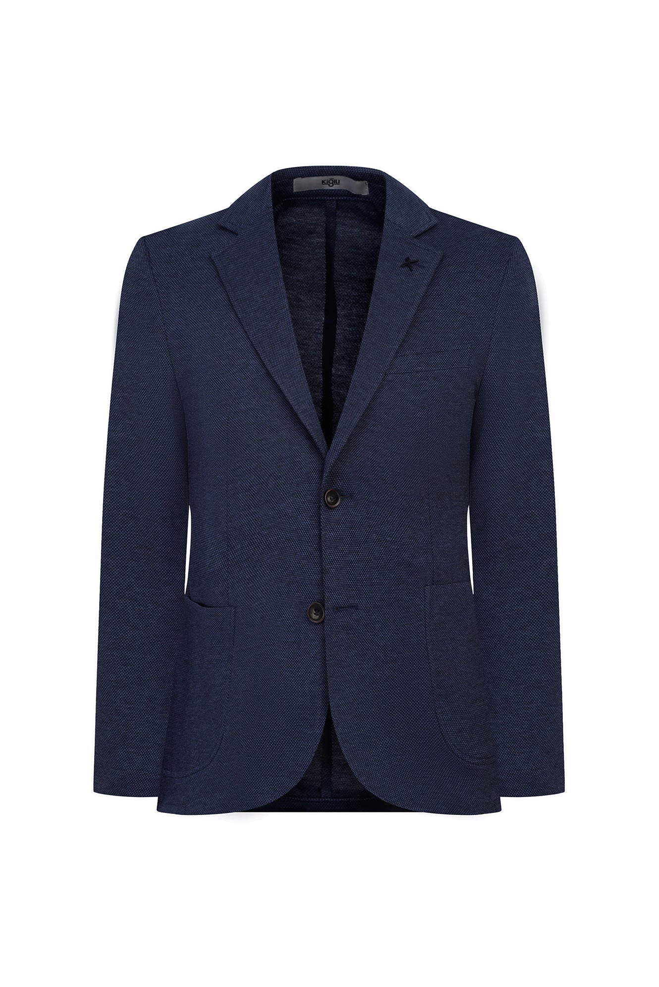 Koyu Lacivert 7 Drop Slim Fit Dar Kesim Kuşgözü Pamuk Ceket - Image 5