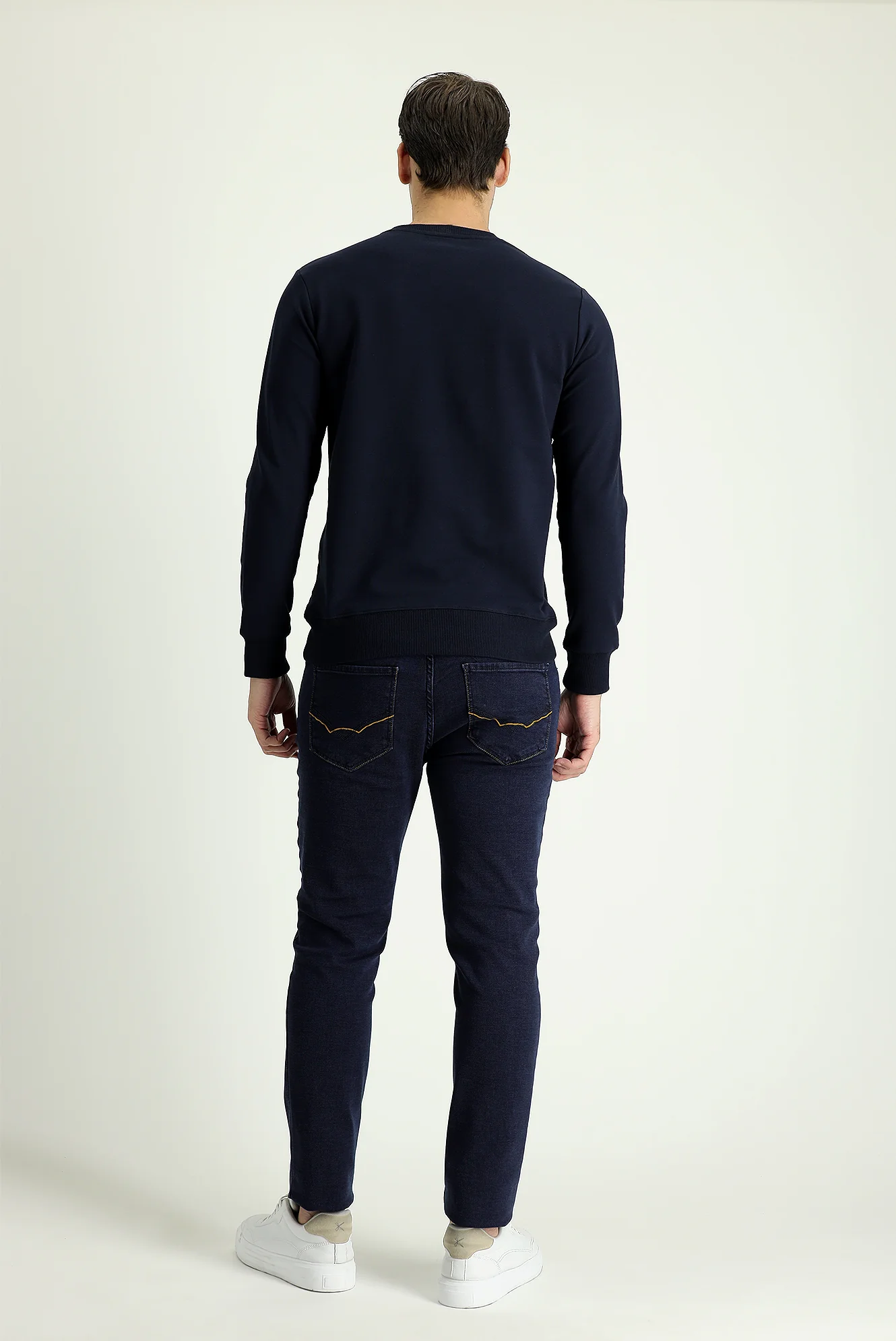 Koyu Lacivert Slim Fit Dar Kesim Likralı Denim Pantolon - Image 4