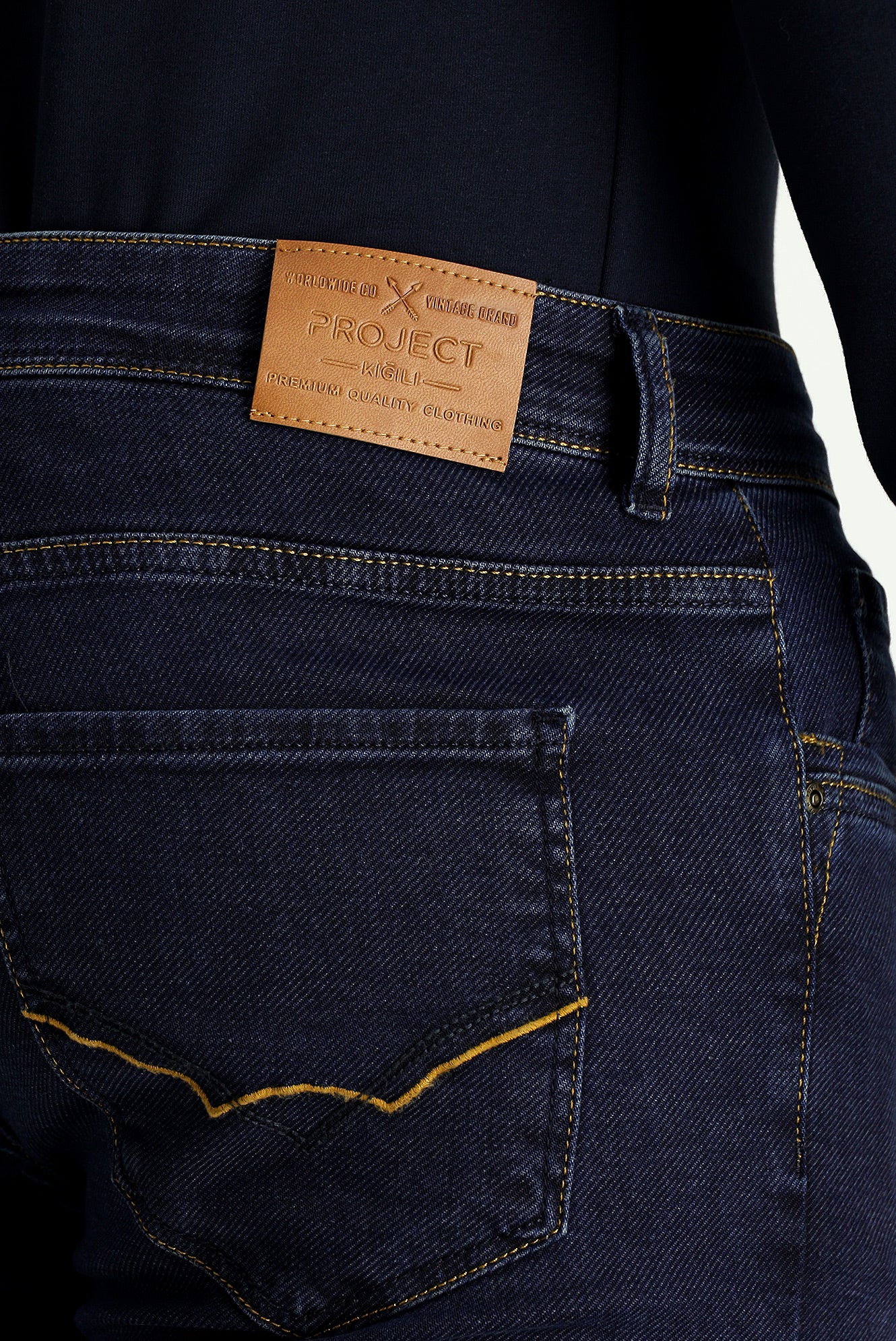 Koyu Lacivert Slim Fit Dar Kesim Likralı Denim Pantolon - Image 5