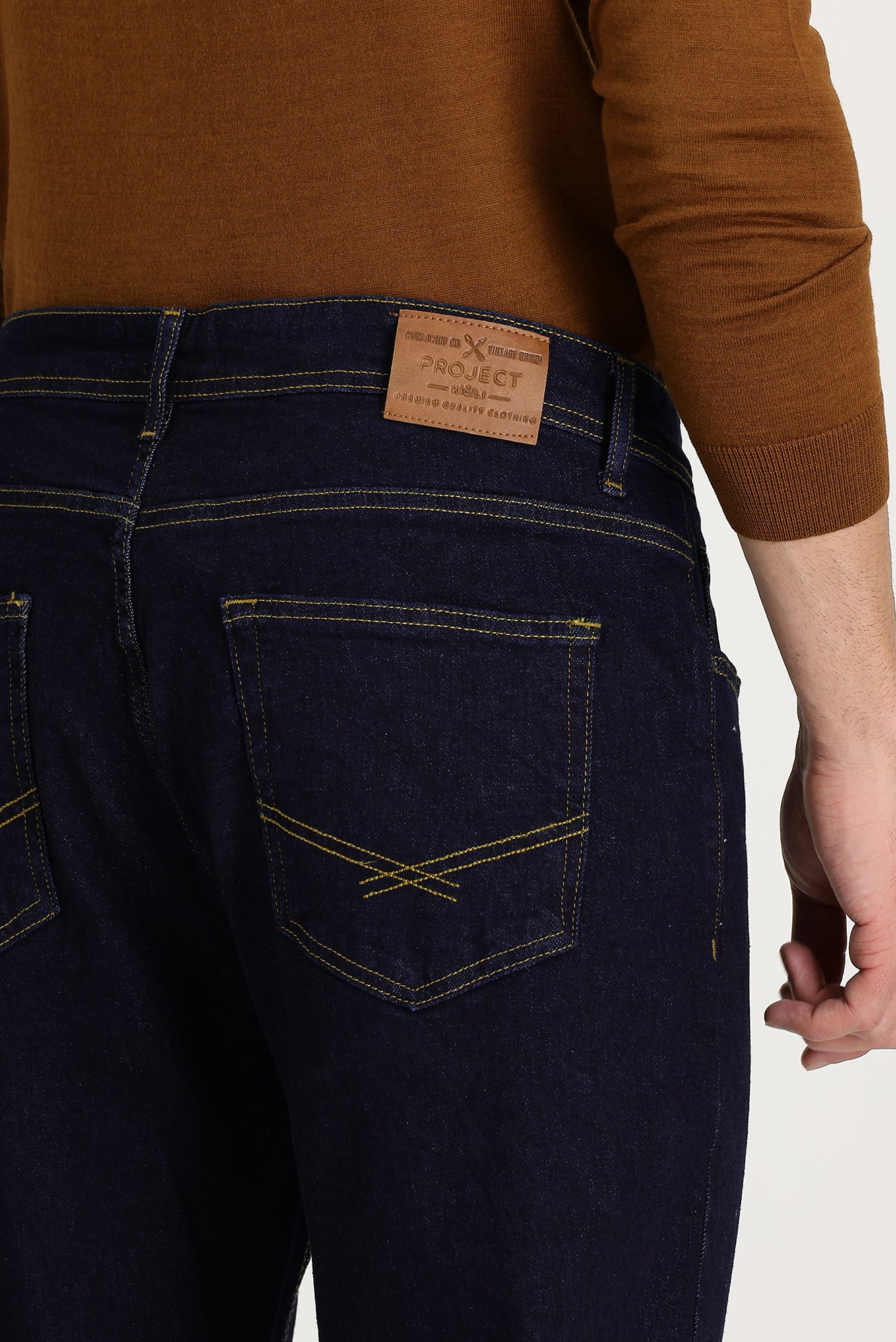 Koyu Lacivert Slim Fit Dar Kesim Likralı Denim Pantolon - Image 5
