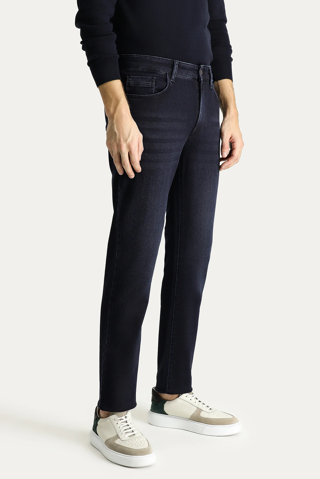 Koyu Lacivert Slim Fit Dar Kesim Likralı Denim Pantolon - Image 3