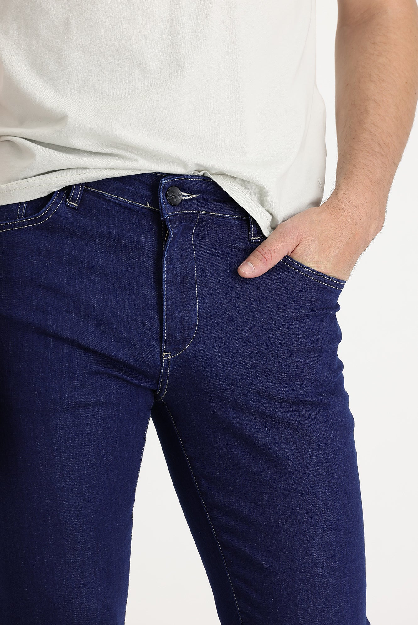 Koyu Lacivert Slim Fit Dar Kesim Likralı Denim Pantolon - Image 3