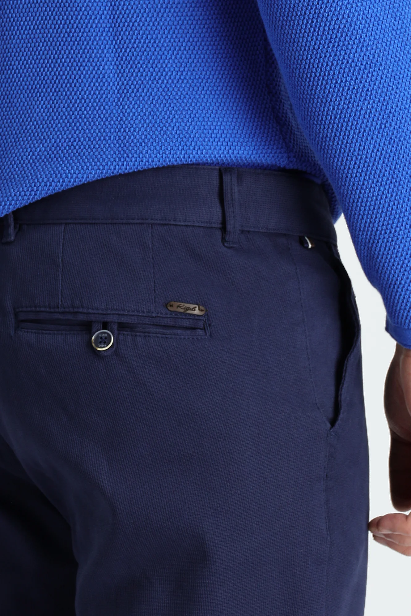 Koyu Lacivert Slim Fit Dar Kesim Likralı Kanvas / Chino Pantolon - Image 4