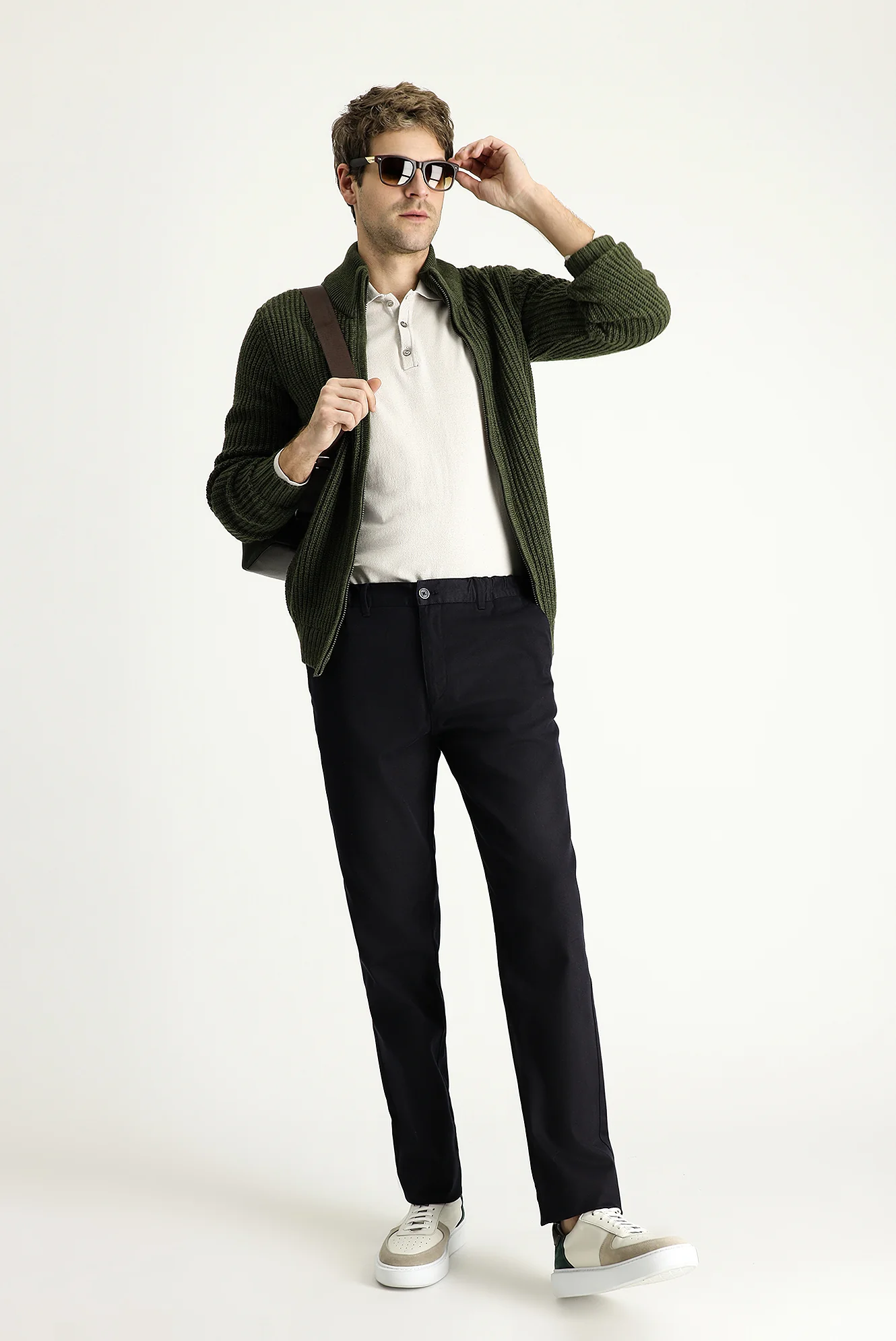 Koyu Lacivert Slim Fit Dar Kesim Likralı Kanvas / Chino Pantolon