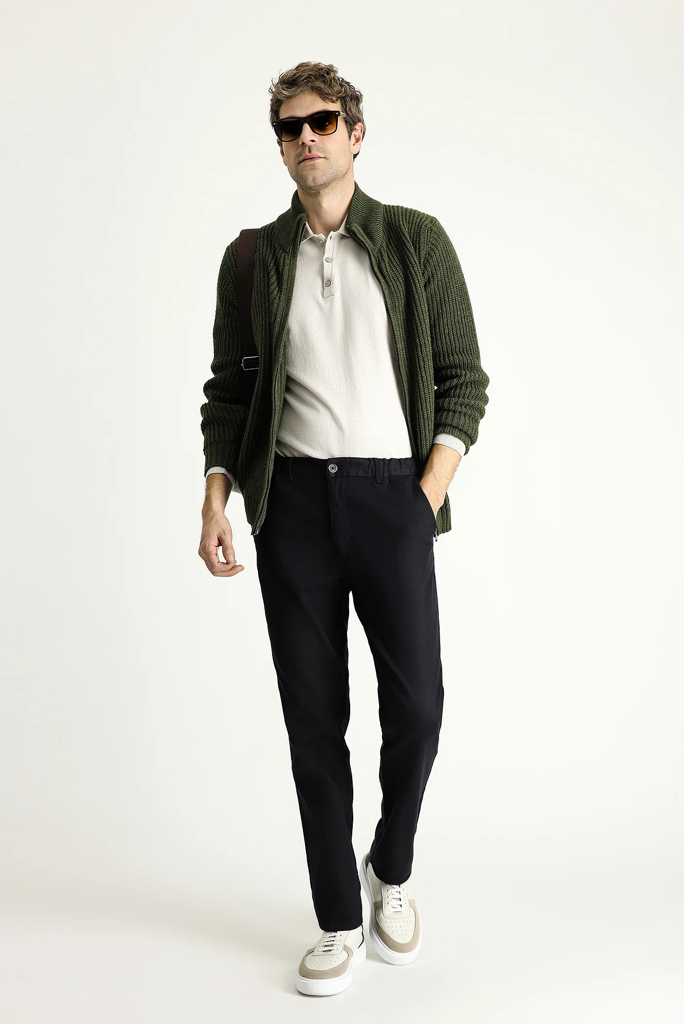 Koyu Lacivert Slim Fit Dar Kesim Likralı Kanvas / Chino Pantolon - Image 2