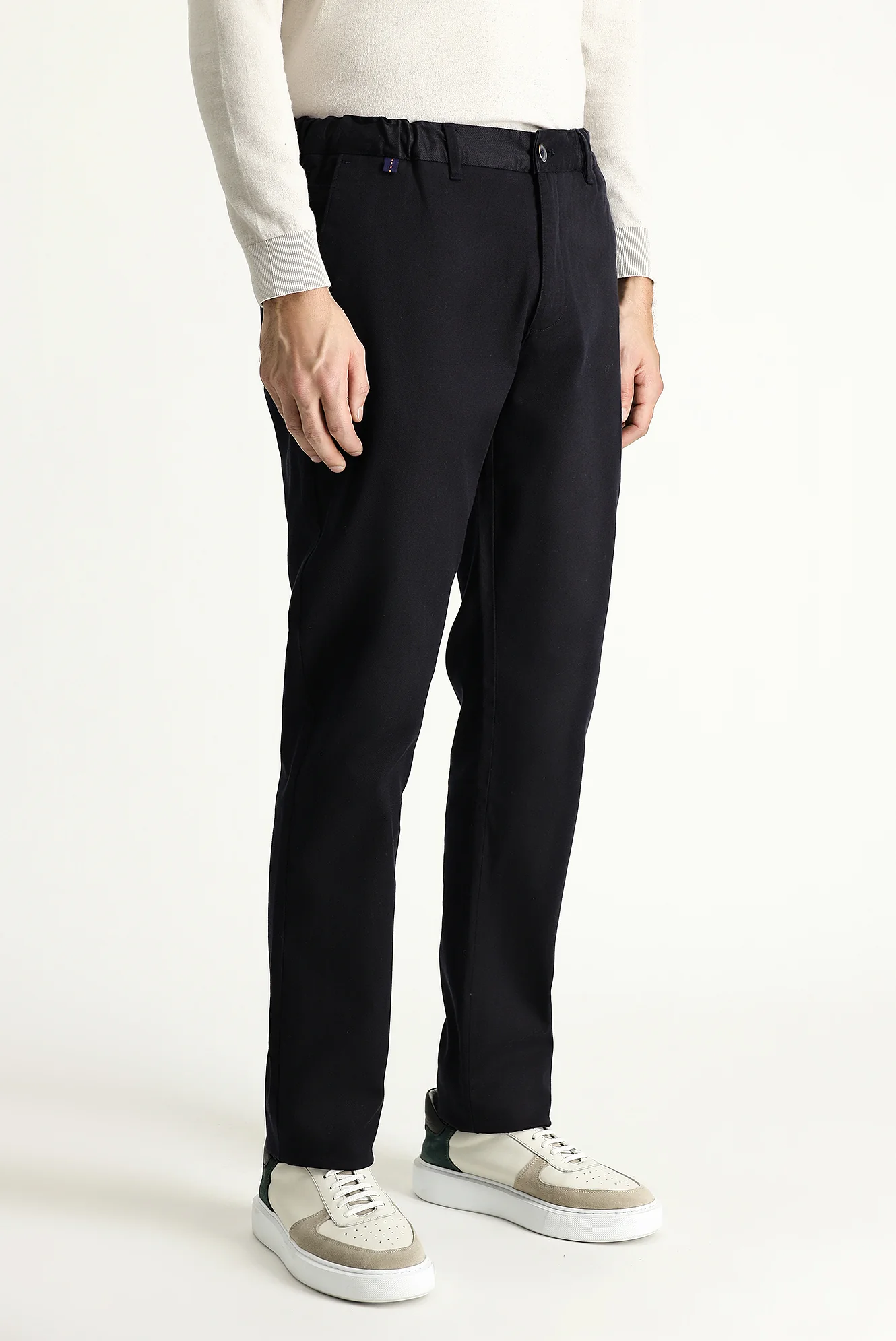 Koyu Lacivert Slim Fit Dar Kesim Likralı Kanvas / Chino Pantolon - Image 3