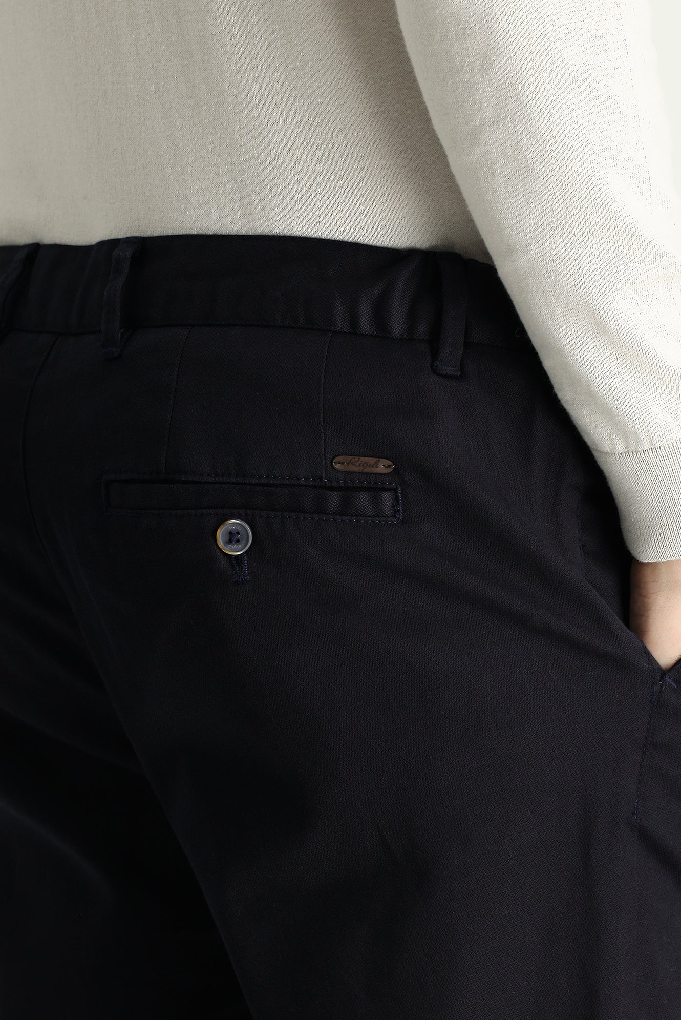 Koyu Lacivert Slim Fit Dar Kesim Likralı Kanvas / Chino Pantolon - Image 5