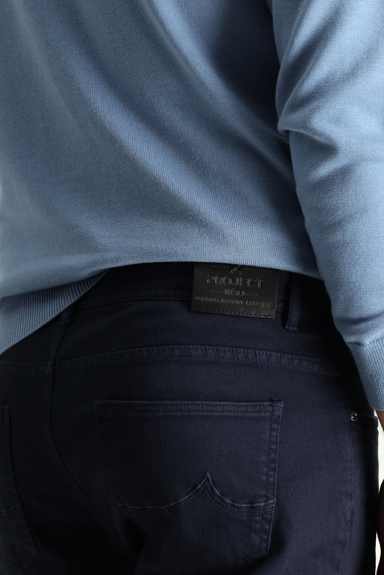 Koyu Lacivert Slim Fit Dar Kesim Likralı Kanvas / Chino Pantolon - Image 5