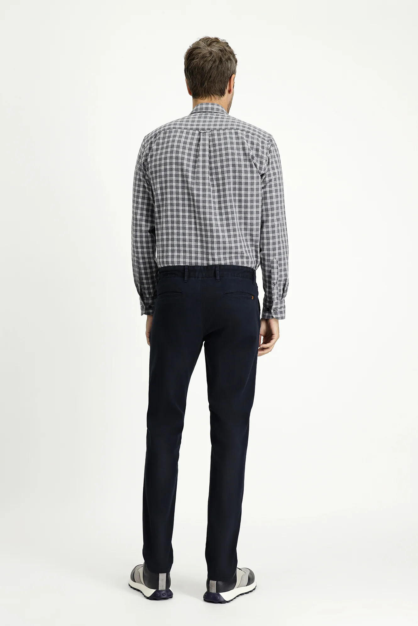 Koyu Lacivert Slim Fit Dar Kesim Likralı Kanvas / Chino Pantolon - Image 4