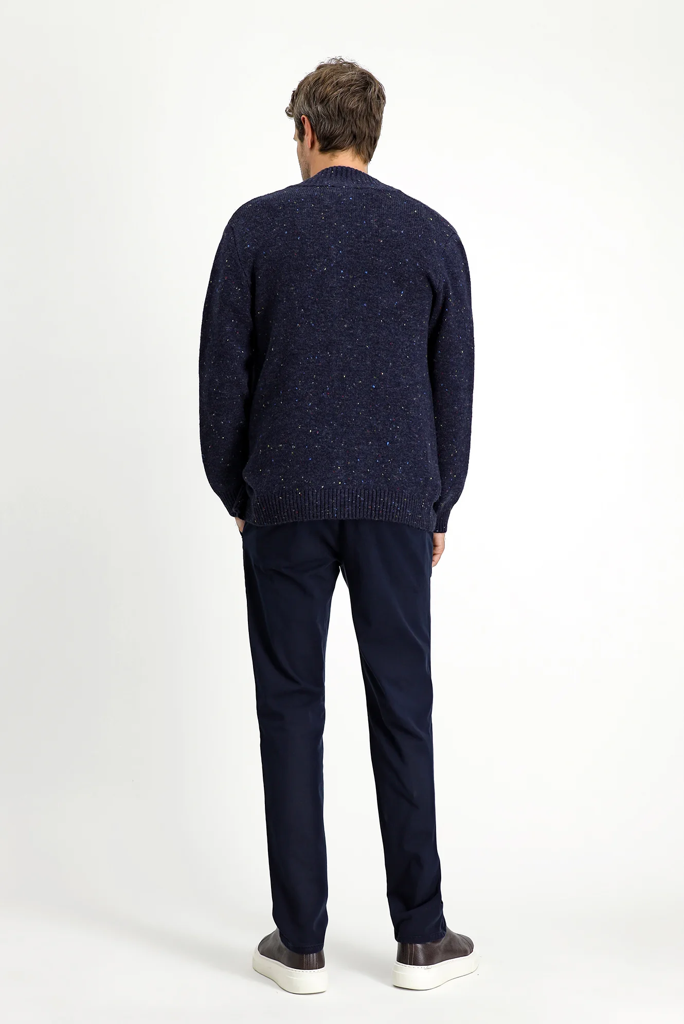 Koyu Lacivert Slim Fit Dar Kesim Likralı Kanvas / Chino Pantolon - Image 4