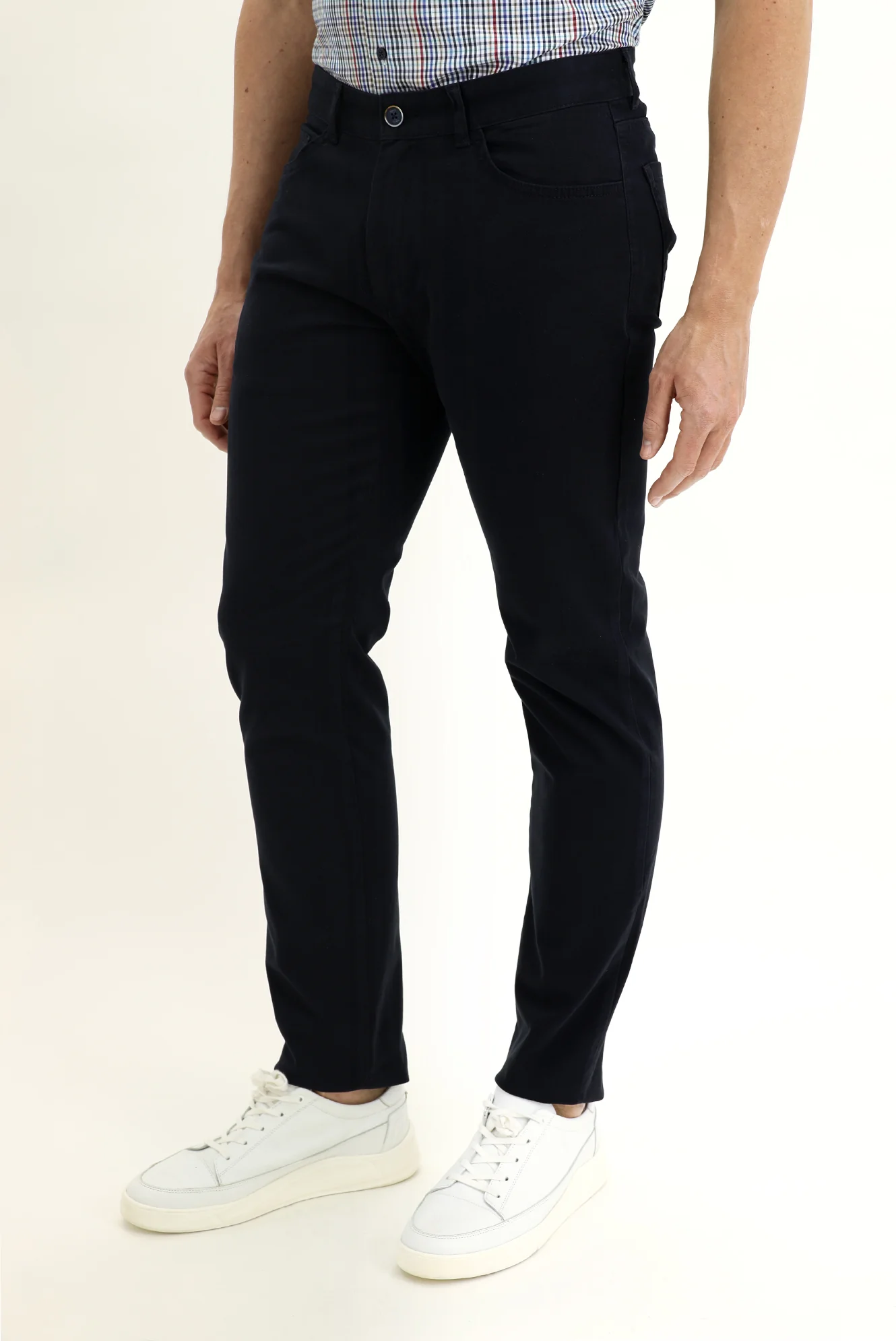 Koyu Lacivert Slim Fit Dar Kesim Likralı Kanvas / Chino Pantolon - Image 2