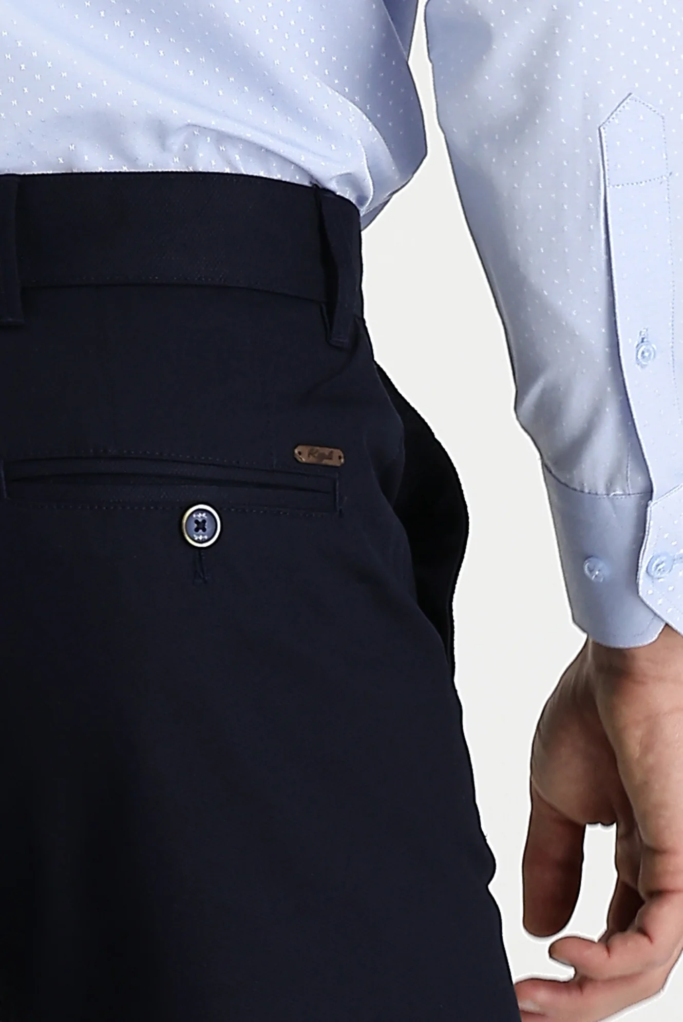 Koyu Lacivert Slim Fit Dar Kesim Likralı Kanvas / Chino Pantolon - Image 3