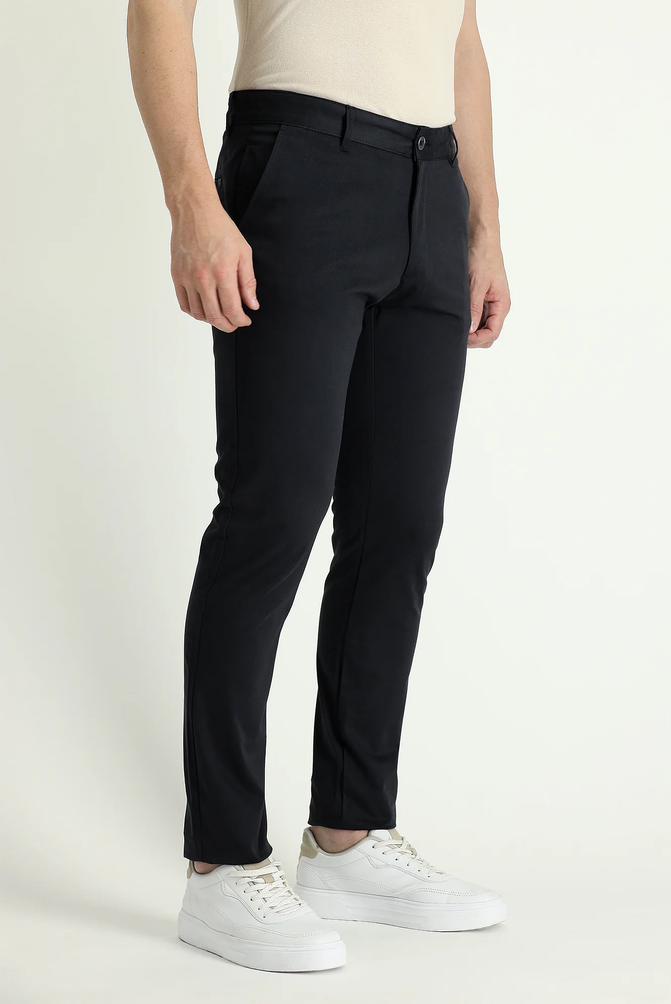 Koyu Lacivert Slim Fit Dar Kesim Likralı Kanvas / Chino Pantolon - Image 3