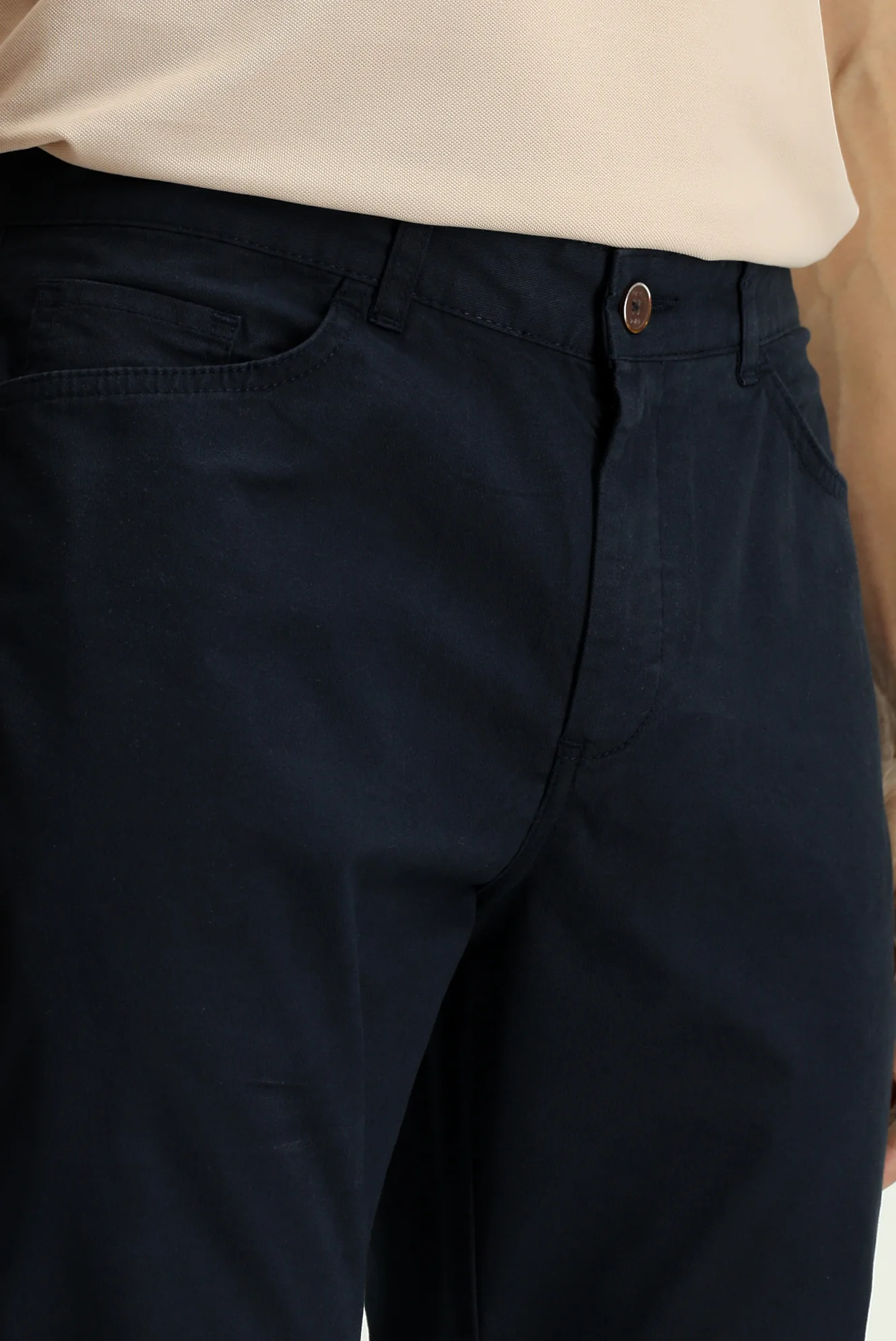 Koyu Lacivert Slim Fit Dar Kesim Likralı Kanvas / Chino Pantolon - Image 4