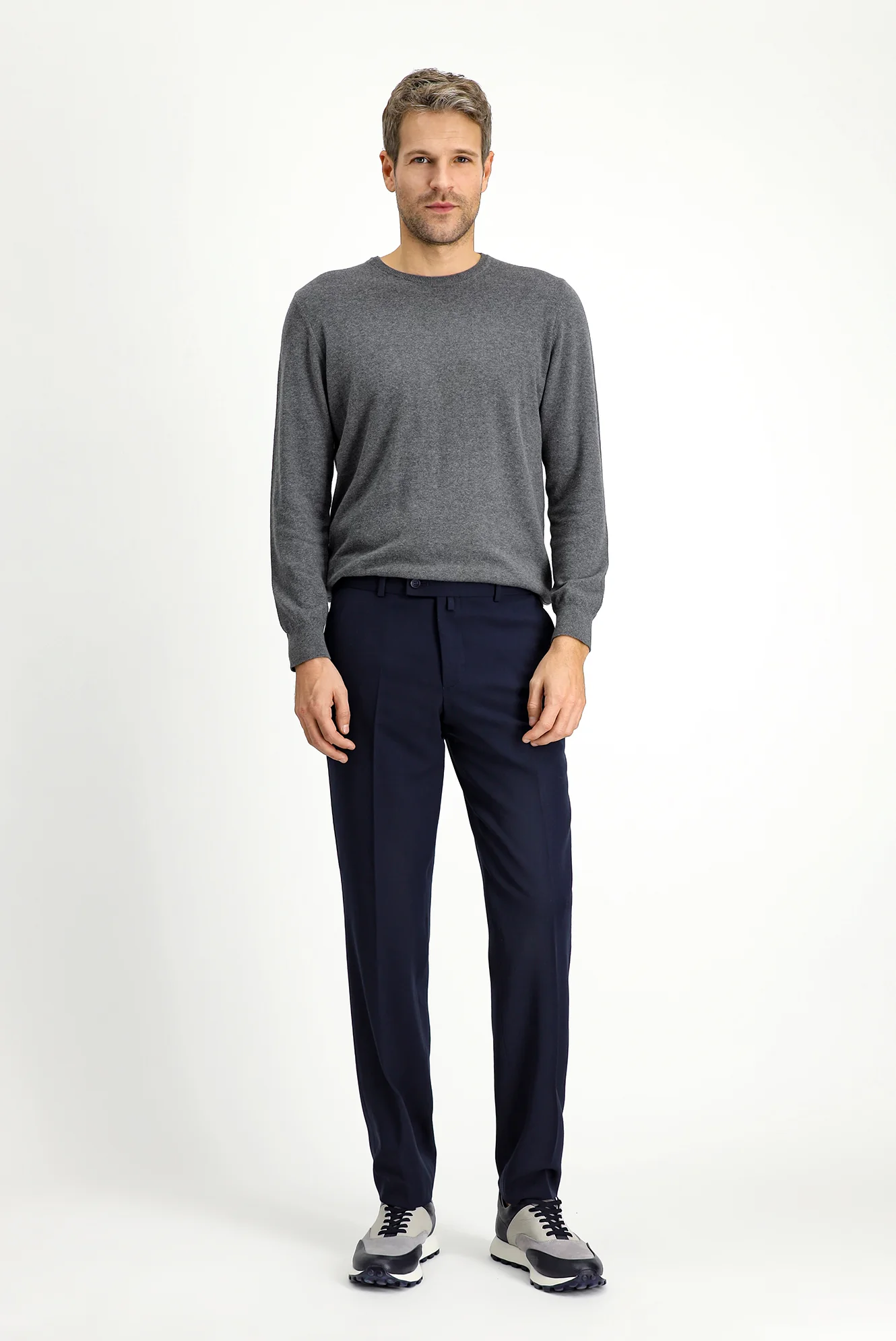 Koyu Lacivert 7 Drop Slim Fit Dar Kesim Likralı Klasik Kumaş Pantolon - Image 2