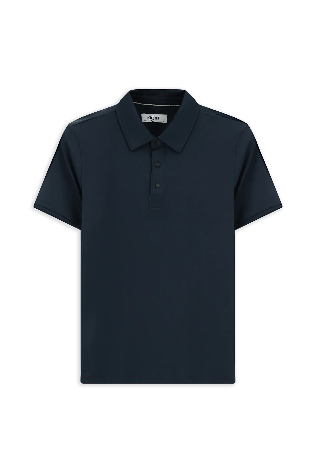 Koyu Lacivert Slim Fit Dar Kesim Likralı Polo Yaka Tişört - Image 7