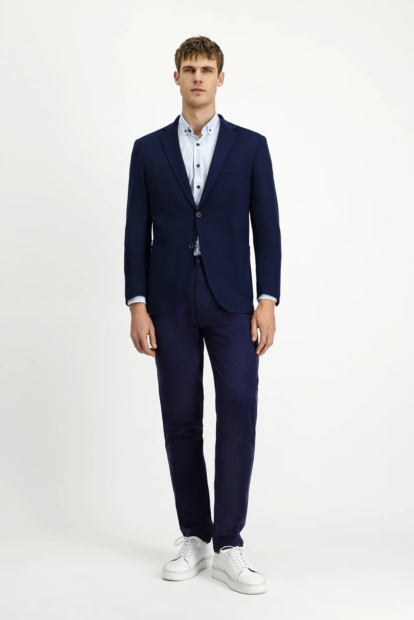 Koyu Lacivert 7 Drop Slim Fit Dar Kesim Likralı Spor Ceket - Image 2