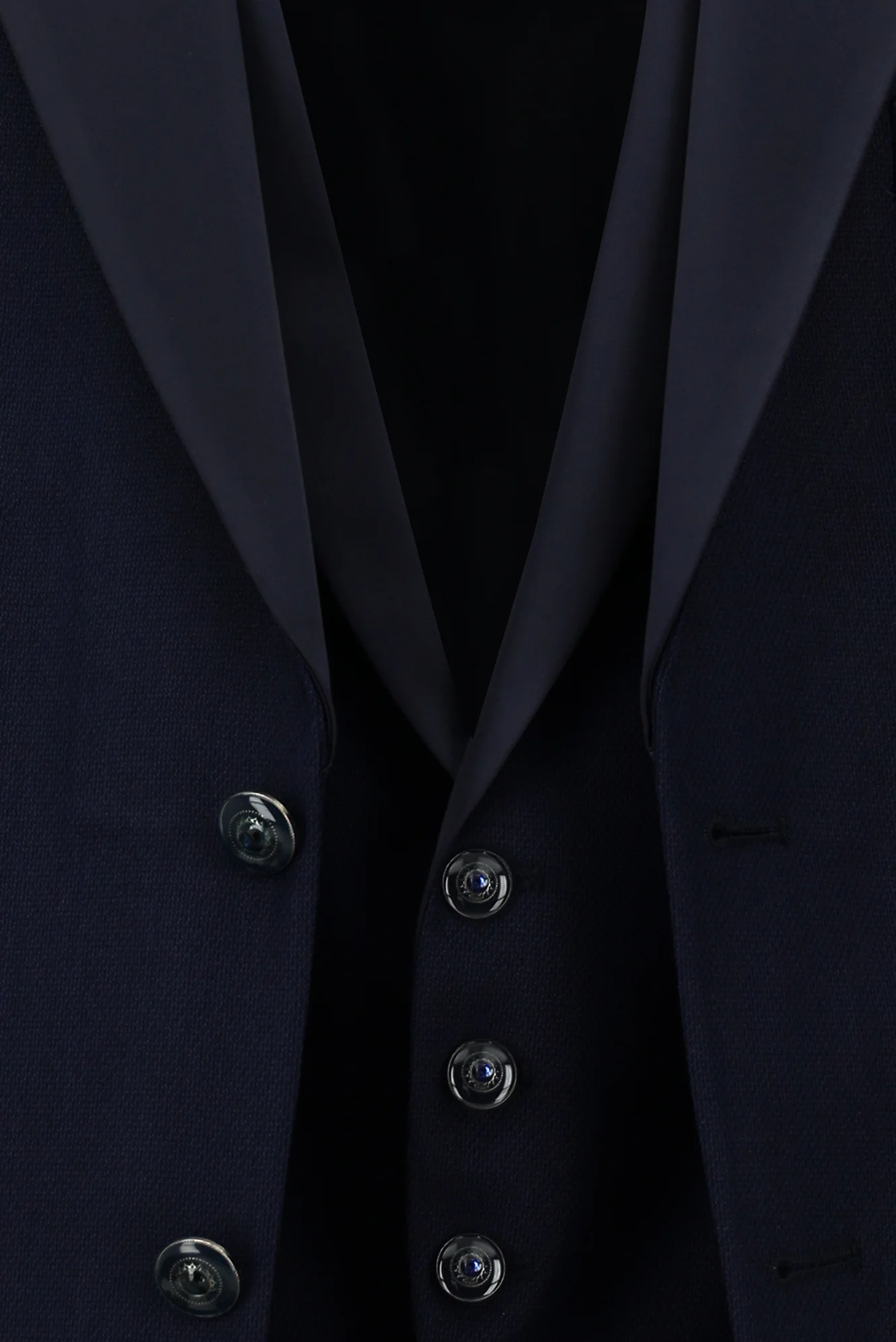 Koyu Lacivert 7 Drop Slim Fit Dar Kesim Mono Yaka Yelekli Smokin & Damatlık - Image 6
