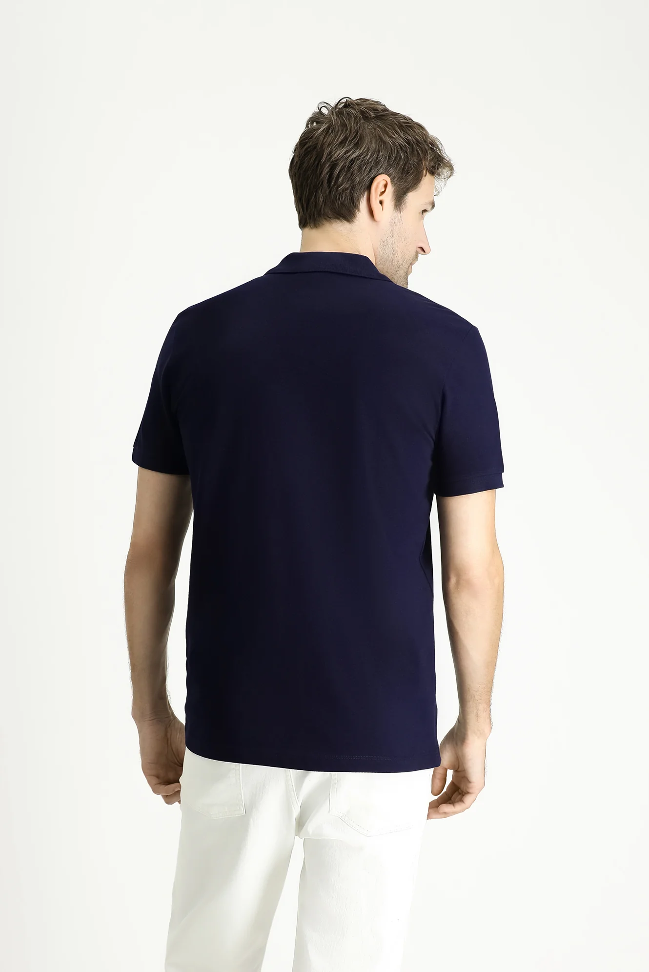 Koyu Lacivert Slim Fit Dar Kesim Nakışlı Pamuk Polo Yaka Tişört - Image 5