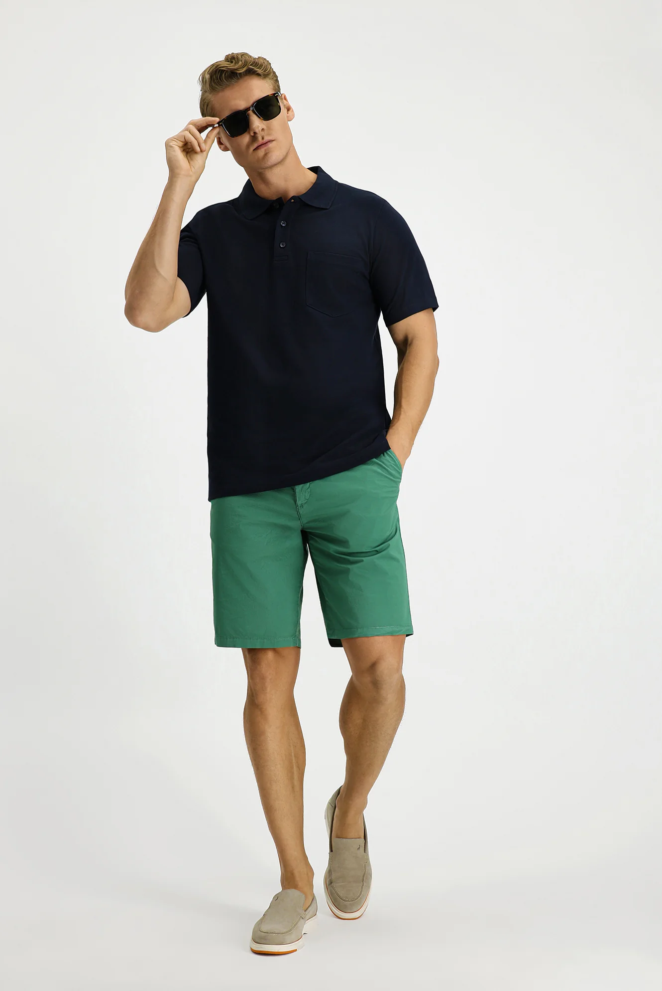 Koyu Lacivert Slim Fit Dar Kesim Pamuk Cepli Polo Yaka Tişört - Image 2