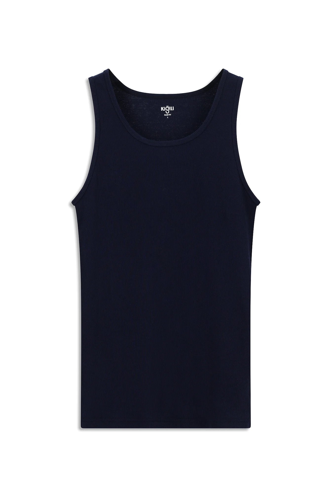 Koyu Lacivert Slim Fit Dar Kesim Pamuk Fitilli Atlet - Image 4