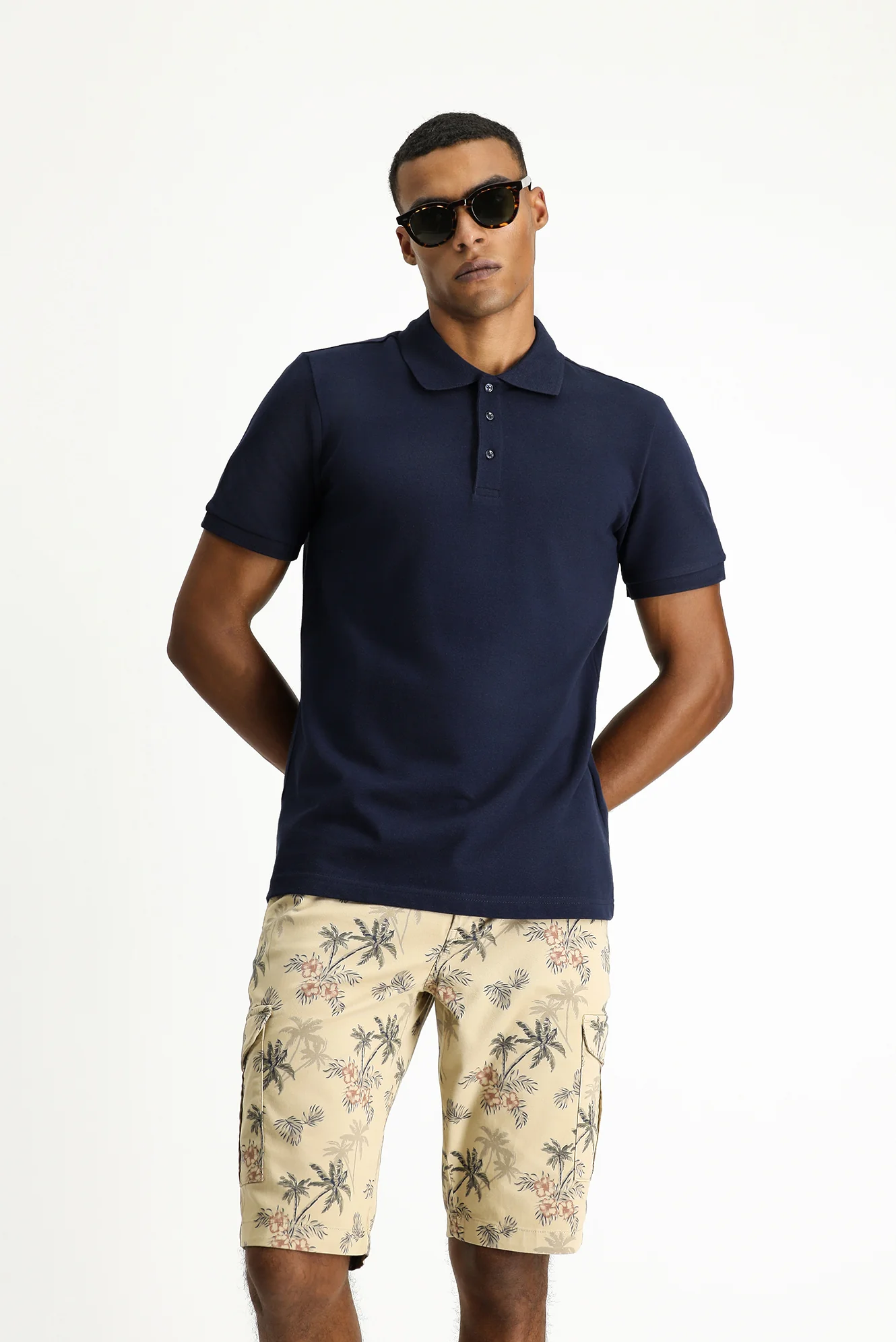 Koyu Lacivert Slim Fit Dar Kesim Pamuk Polo Yaka Tişört