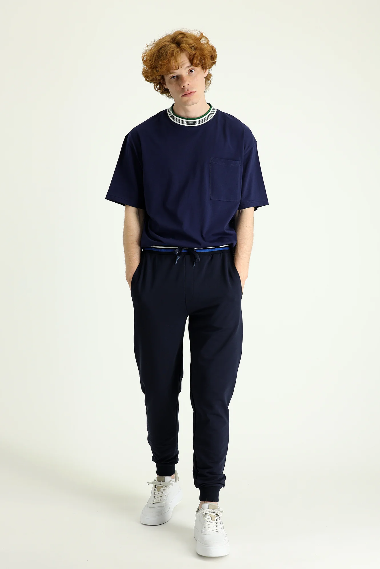 Koyu Lacivert Slim Fit Dar Kesim Pamuklu Sweatpant / Eşofman Altı