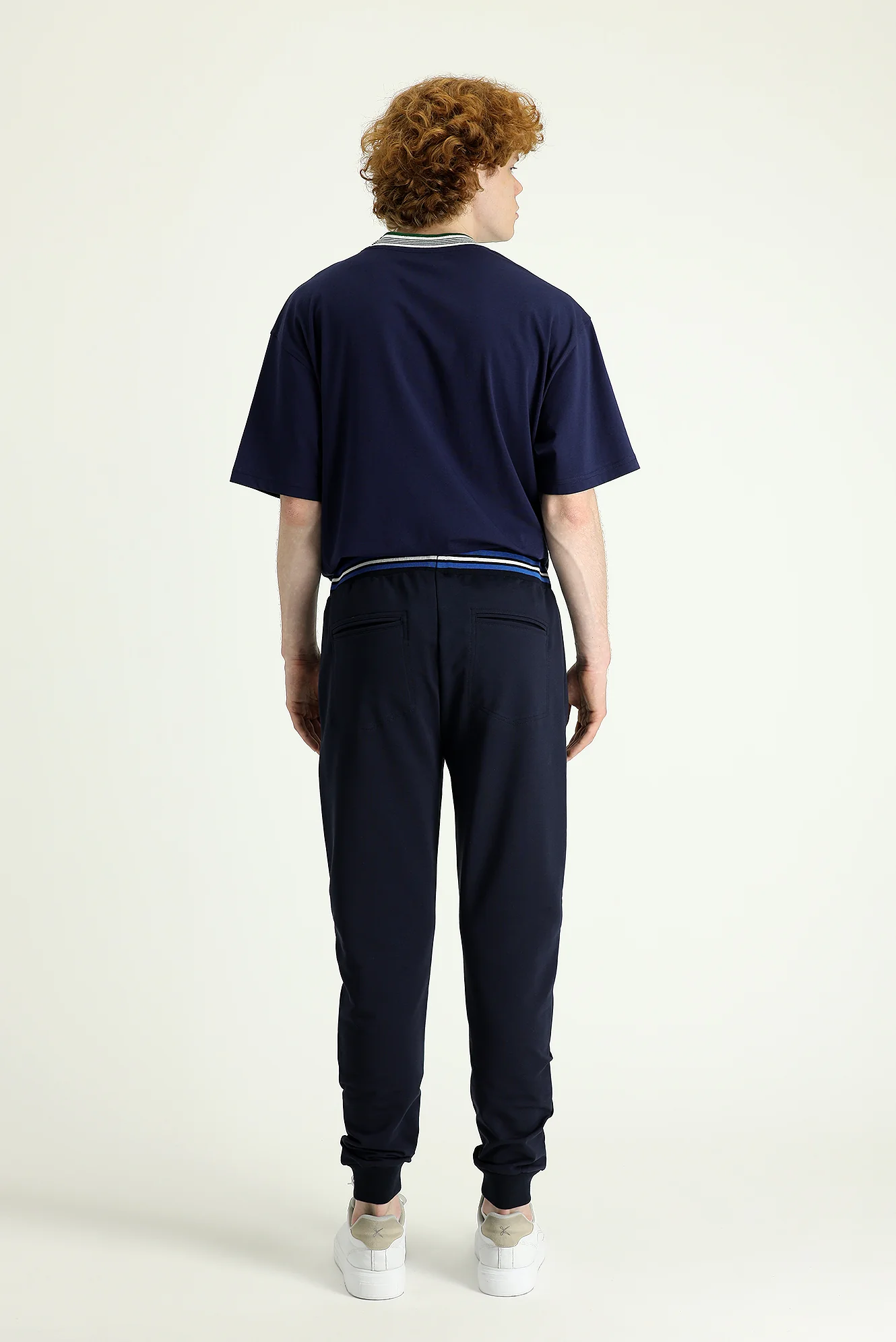 Koyu Lacivert Slim Fit Dar Kesim Pamuklu Sweatpant / Eşofman Altı - Image 4