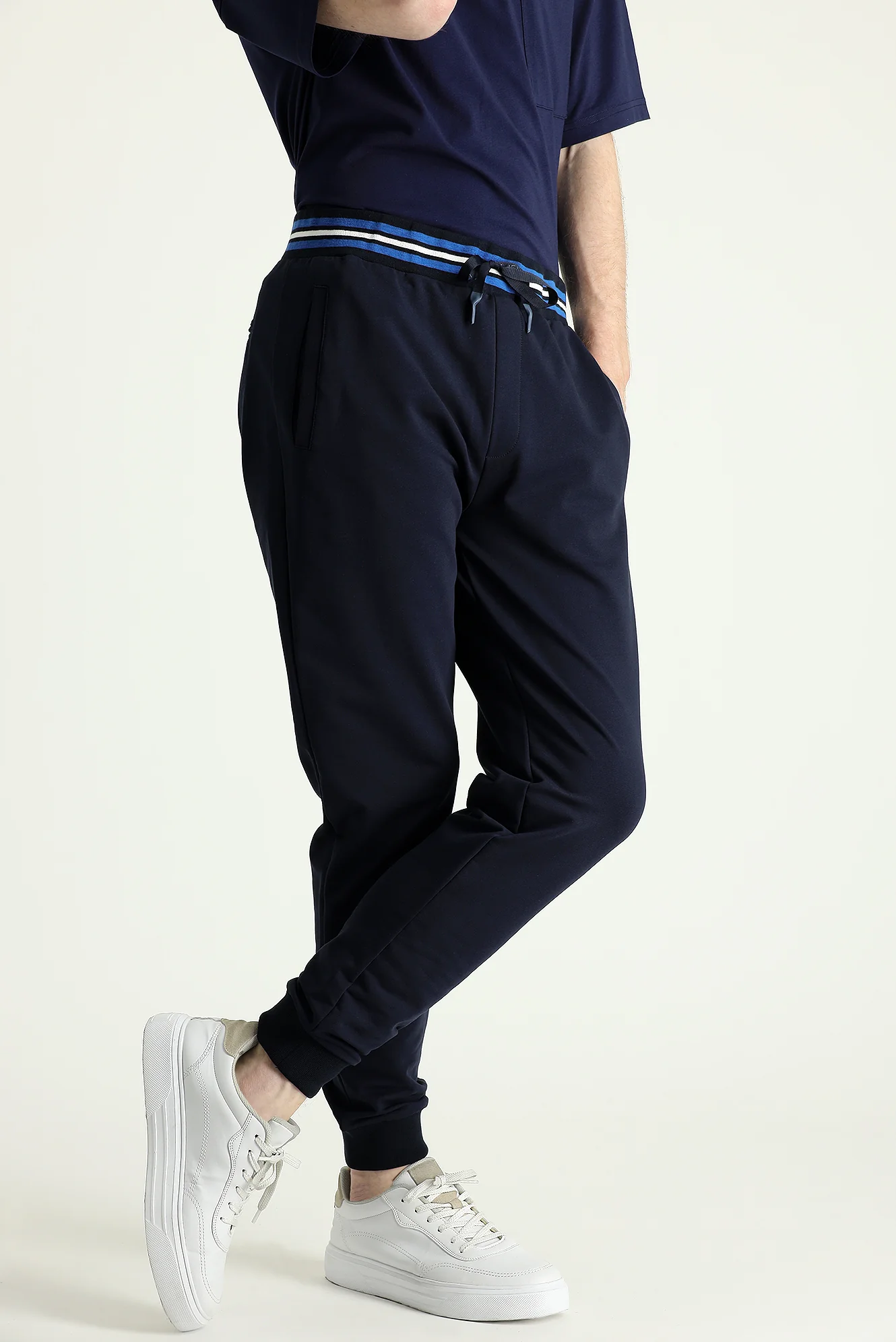 Koyu Lacivert Slim Fit Dar Kesim Pamuklu Sweatpant / Eşofman Altı - Image 5