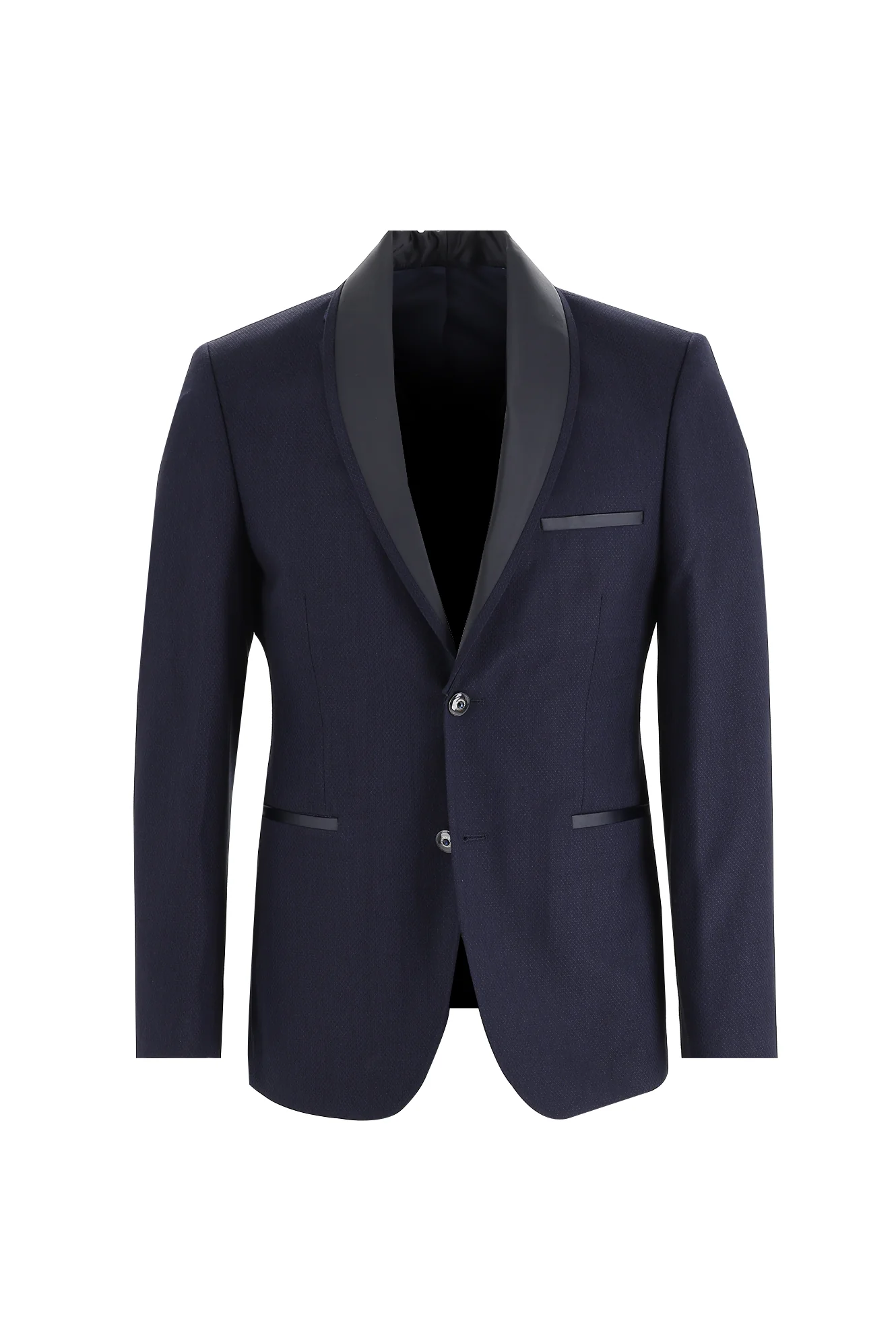 Koyu Lacivert 7 Drop Slim Fit Dar Kesim Şal Yaka Smokin & Damatlık - Image 2