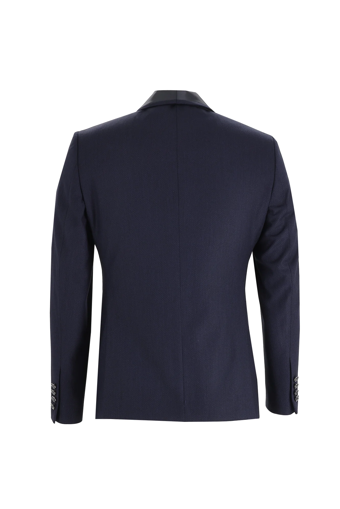Koyu Lacivert 7 Drop Slim Fit Dar Kesim Şal Yaka Smokin & Damatlık - Image 3