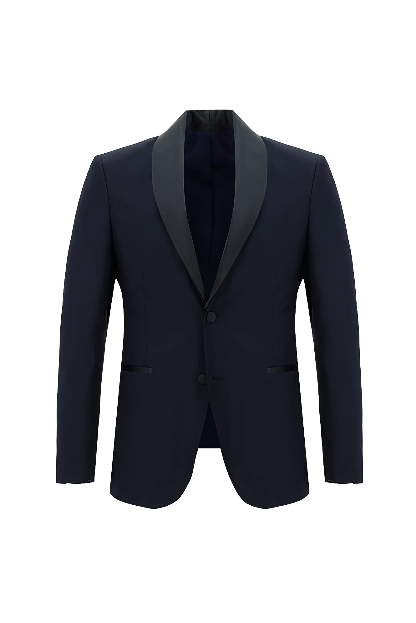 Koyu Lacivert 7 Drop Slim Fit Dar Kesim Şal Yaka Smokin & Damatlık - Image 2