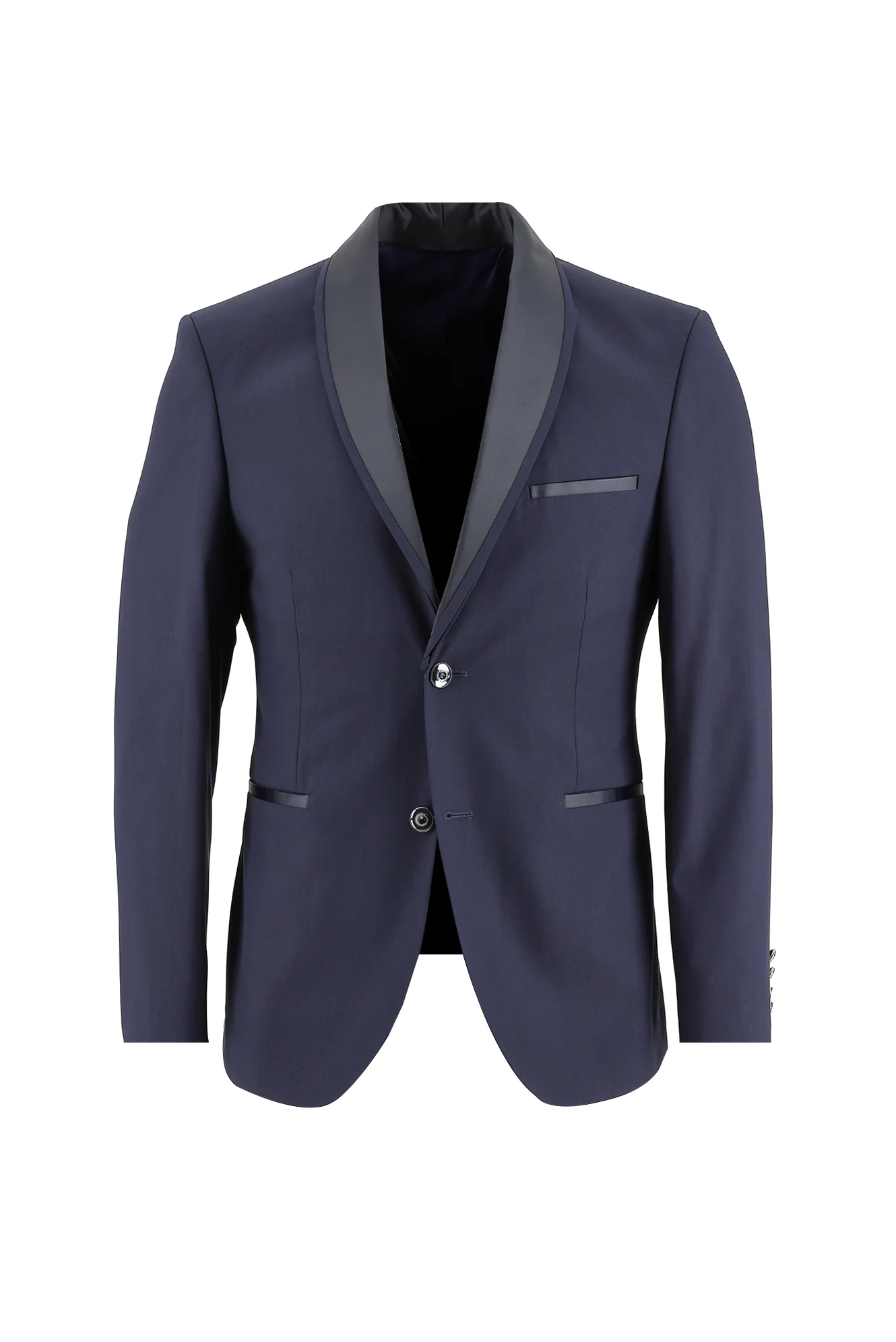 Koyu Lacivert 7 Drop Slim Fit Dar Kesim Şal Yaka Smokin & Damatlık - Image 2