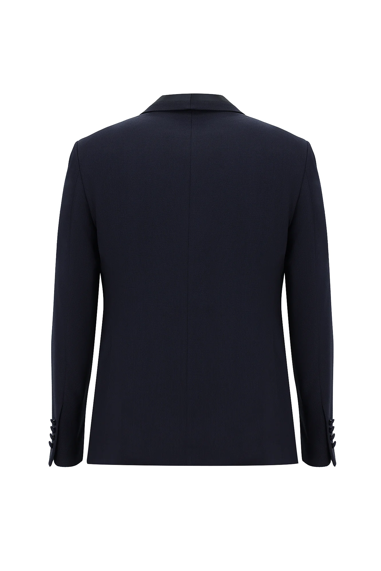 Koyu Lacivert 7 Drop Slim Fit Dar Kesim Şal Yaka Yelekli Smokin & Damatlık - Image 3