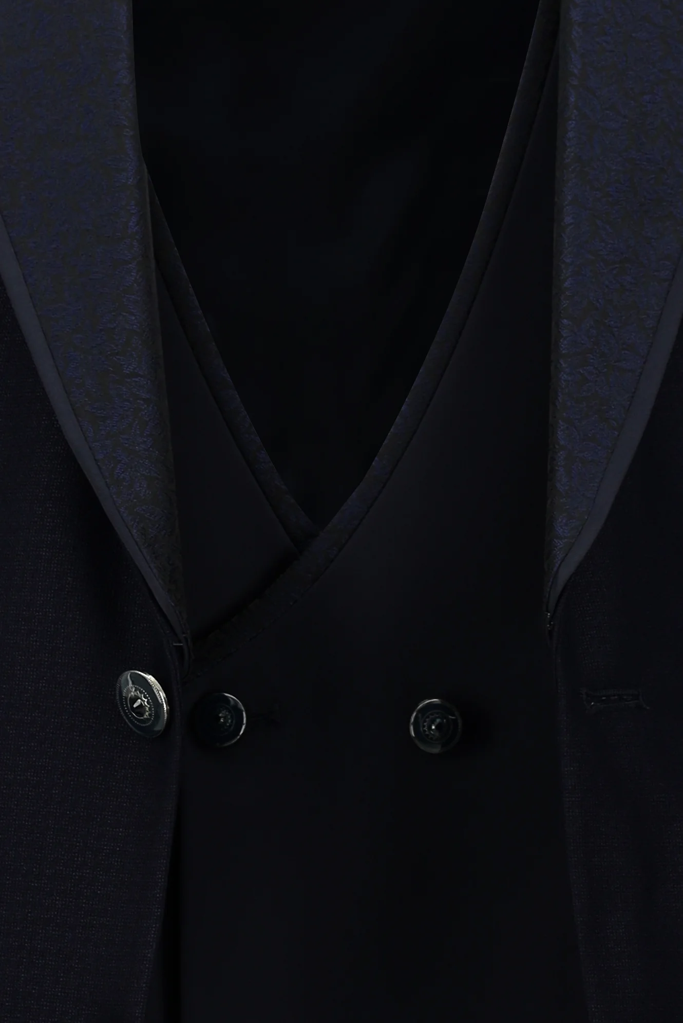 Koyu Lacivert 7 Drop Slim Fit Dar Kesim Şal Yaka Yelekli Smokin & Damatlık - Image 6